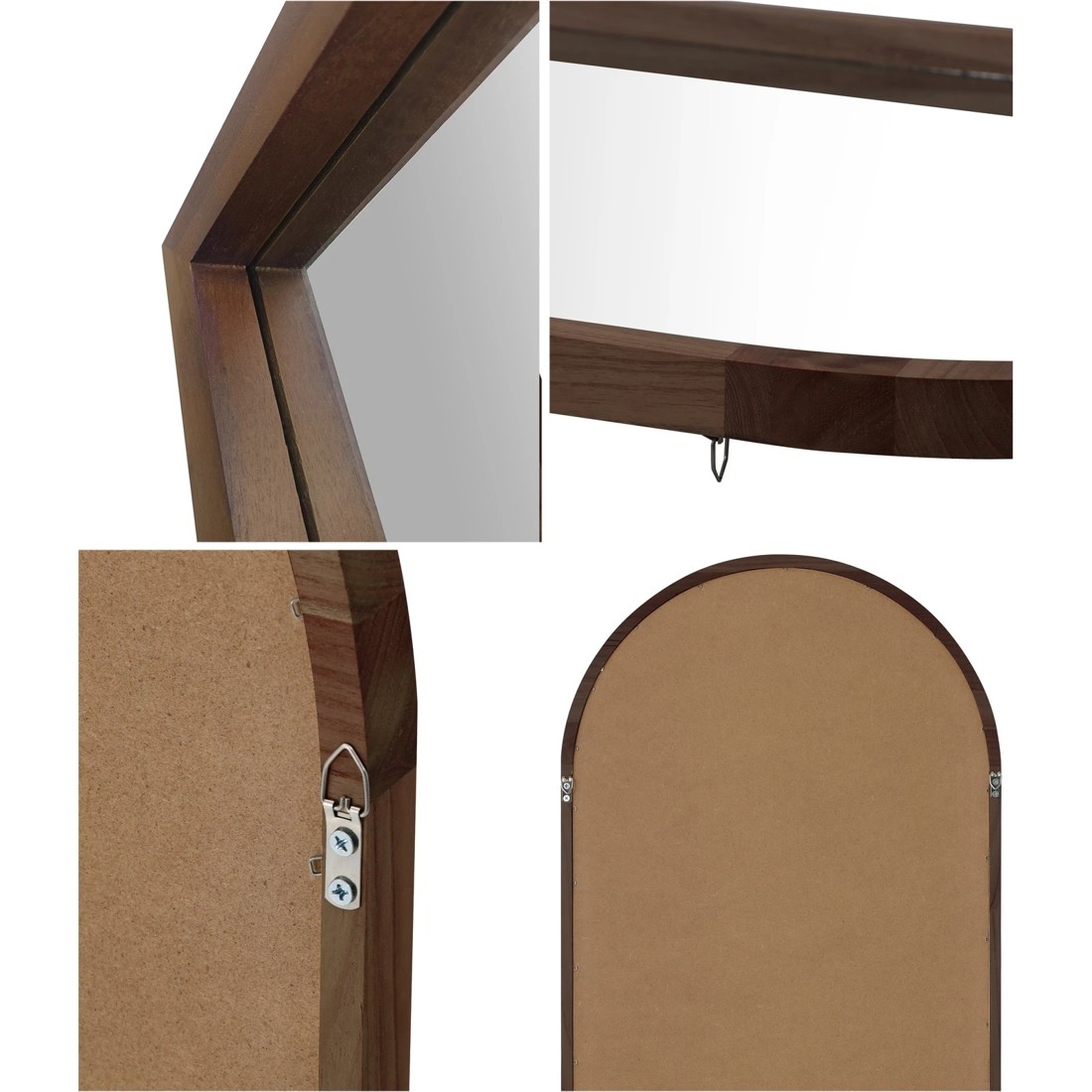 5 Oikiture Wooden Full Length Mirror 166x60cm Arched Dressing Floor Mirrors
 - Brown, 5 of 10