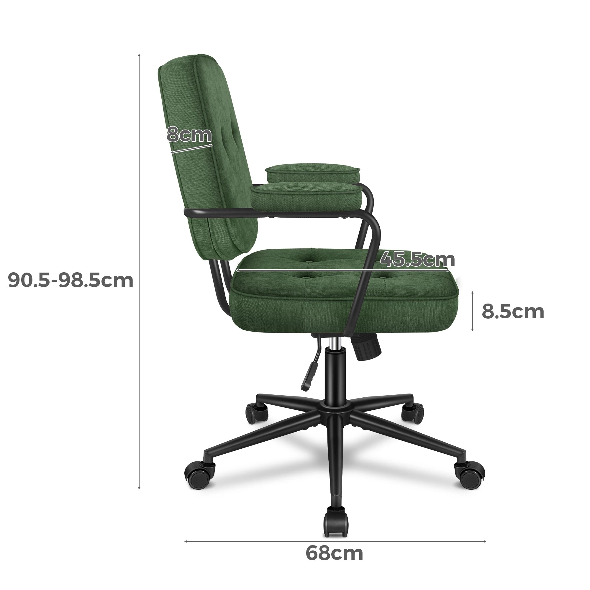3 Alfordson Office Chair Ergonomic Executive Computer Work Seat Chenille - Green, 3 of 9