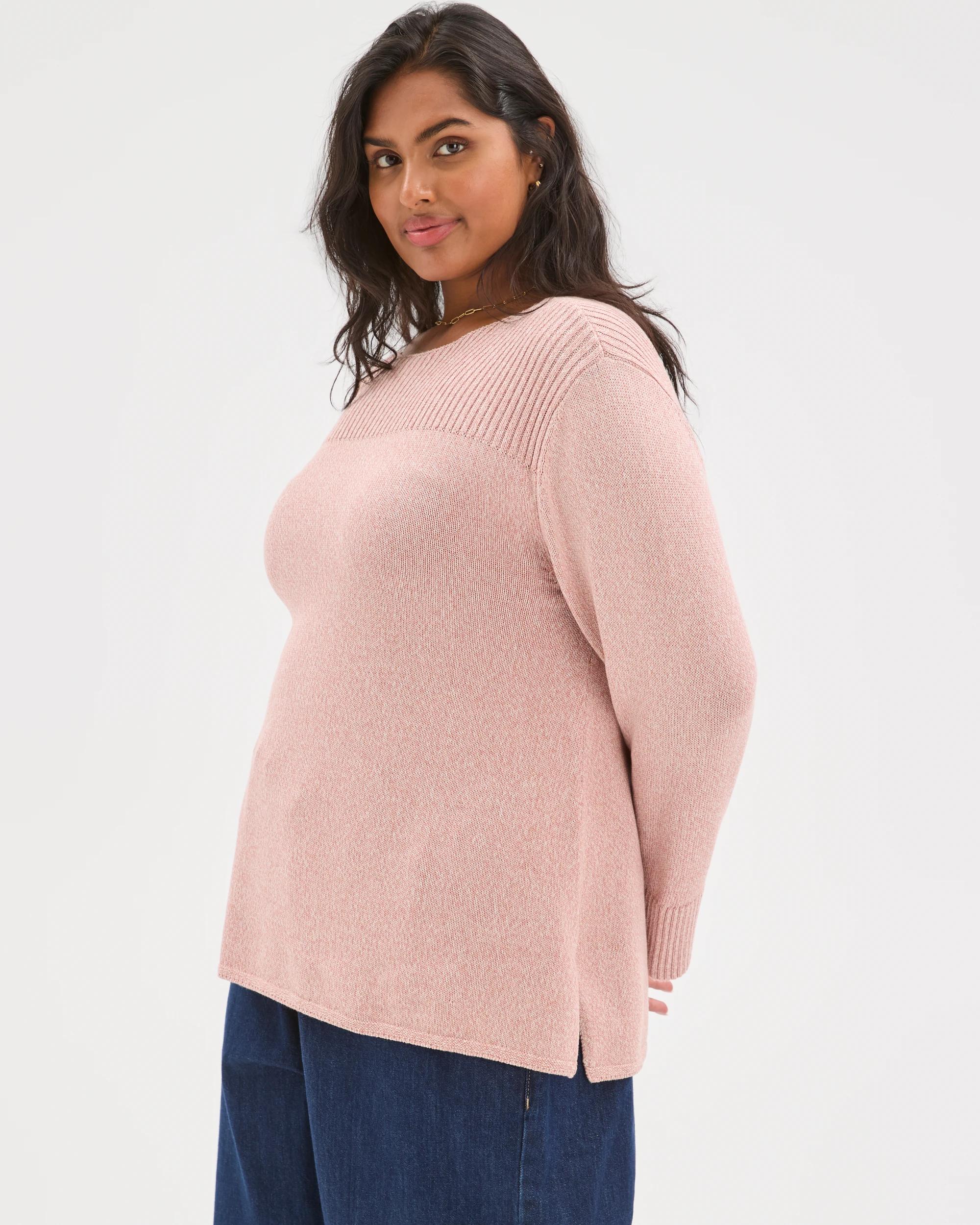 4 Target Curve Plus Size Australian Cotton Blend Ottoman Twist Jumper SOFT BLUSH TWIST, 4 of 7