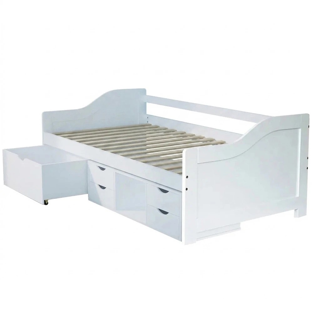 1 Kingston Slumber Single Sofa Bed with Storage Drawers - White, 1 of 1