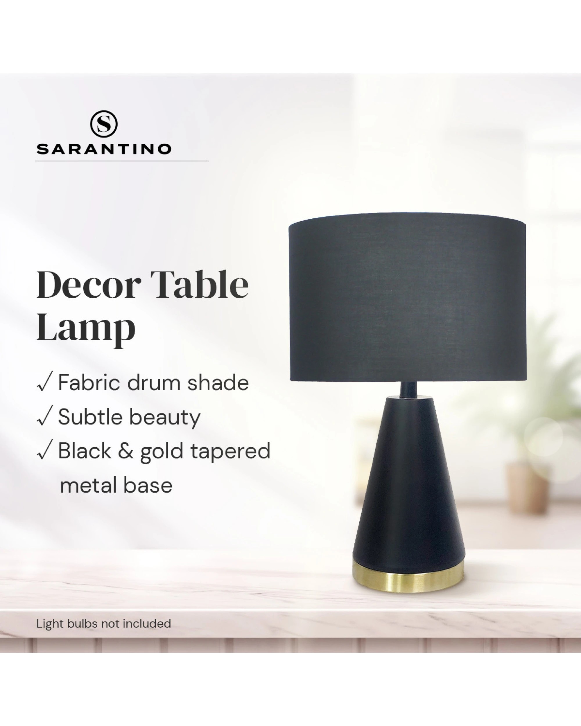 8 Sarantino Metal Table Lamp In Black And Gold, 8 of 10