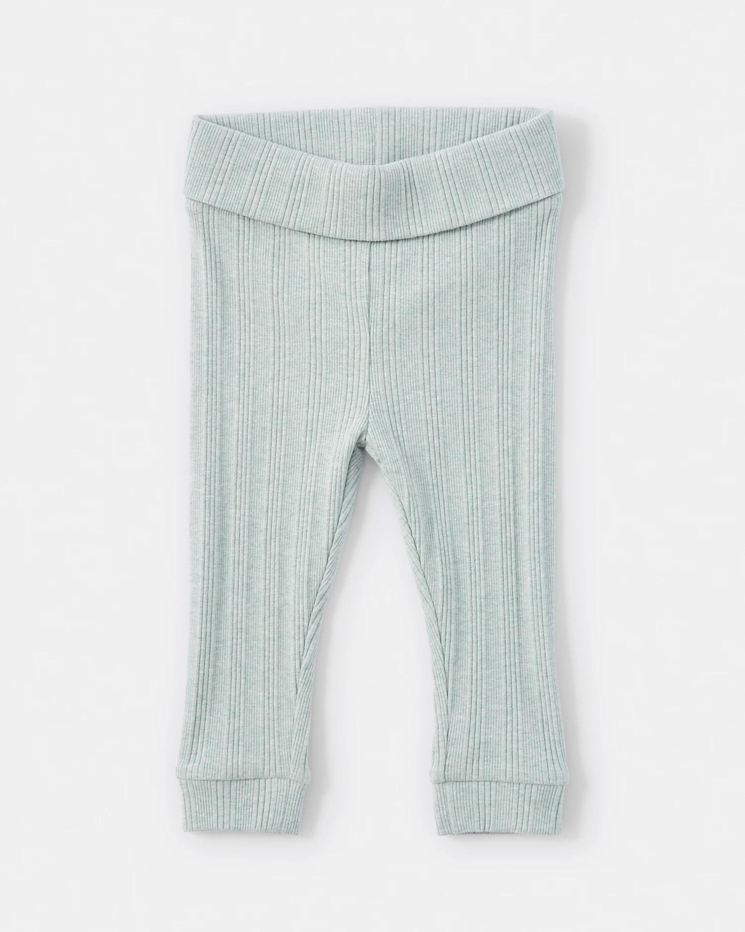 4 2 Piece Short Sleeve Newborn Ribbed Set AQUA GREY MARLE, 4 of 6