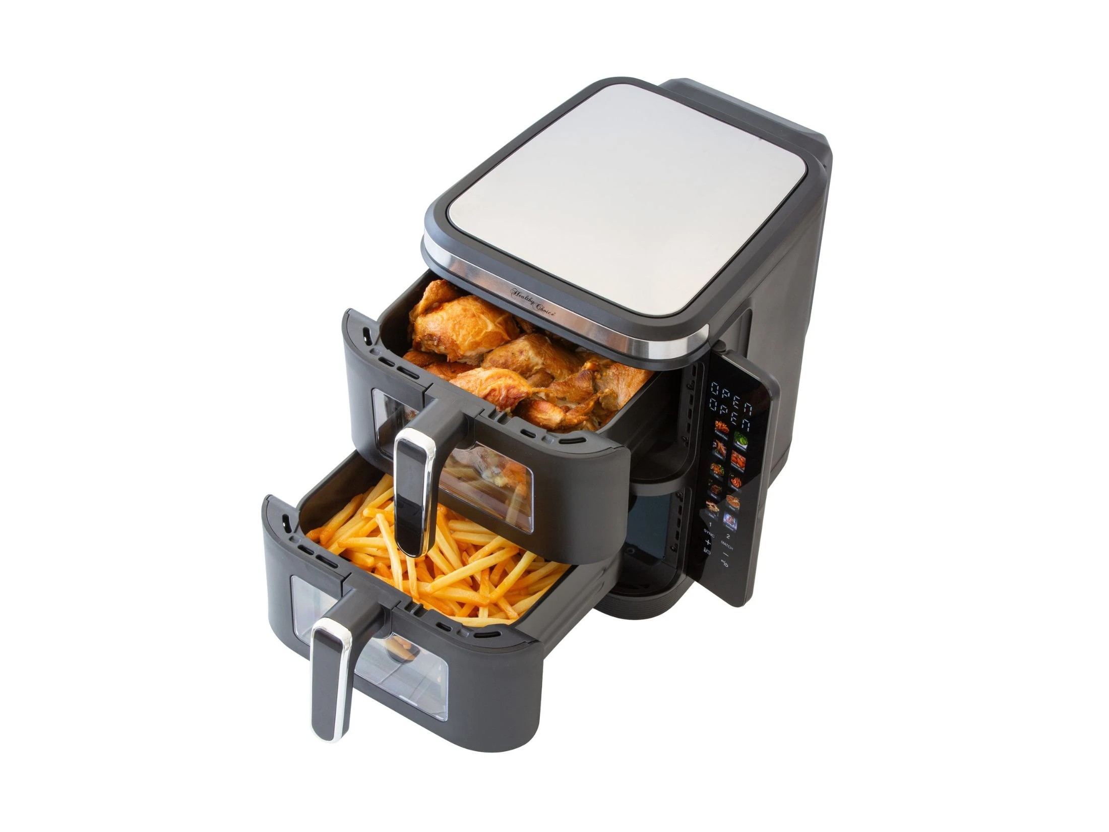 7 Healthy Choice 2400W 11L Multifunctional Double Decker Digital Dual Zone Air Fryer with  Foldable Coloured Screen, 7 of 8
