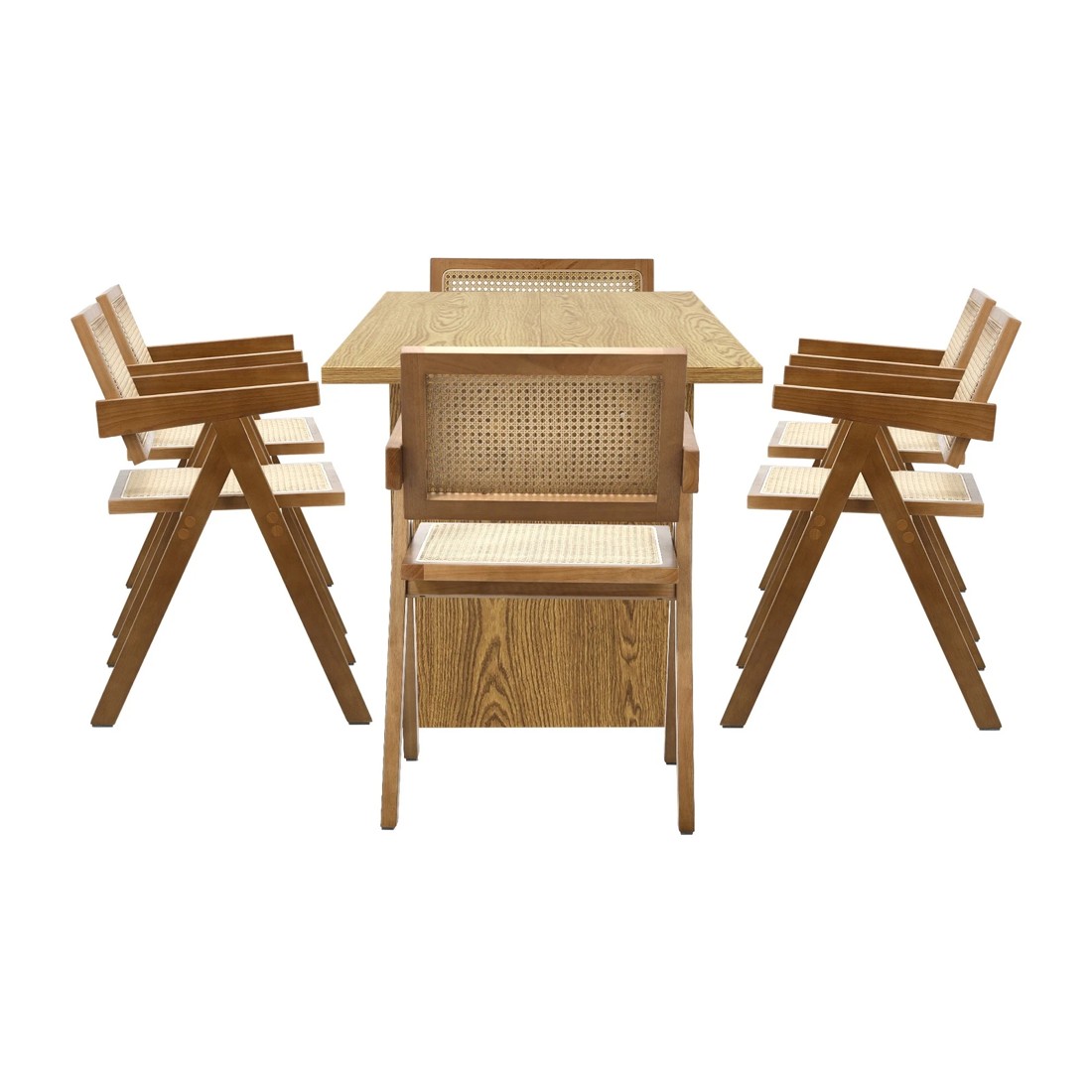 8 Oikiture 180cm Rectangular Dining Table With 6pcs Dining Chairs Wooden Walnut
 - Natural, 8 of 10