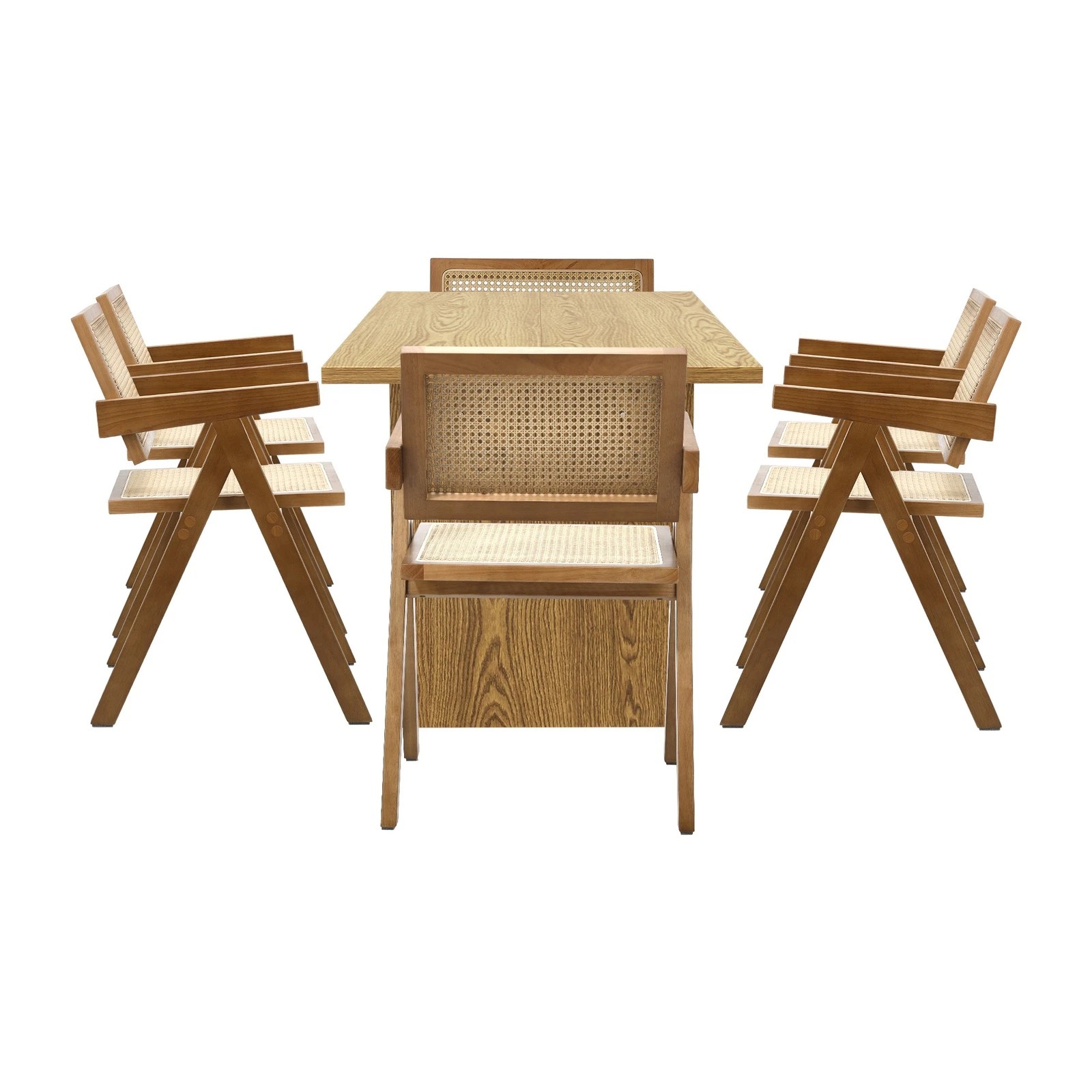 8 Oikiture 180cm Rectangular Dining Table With 6pcs Dining Chairs Wooden Walnut
 - Natural, 8 of 10