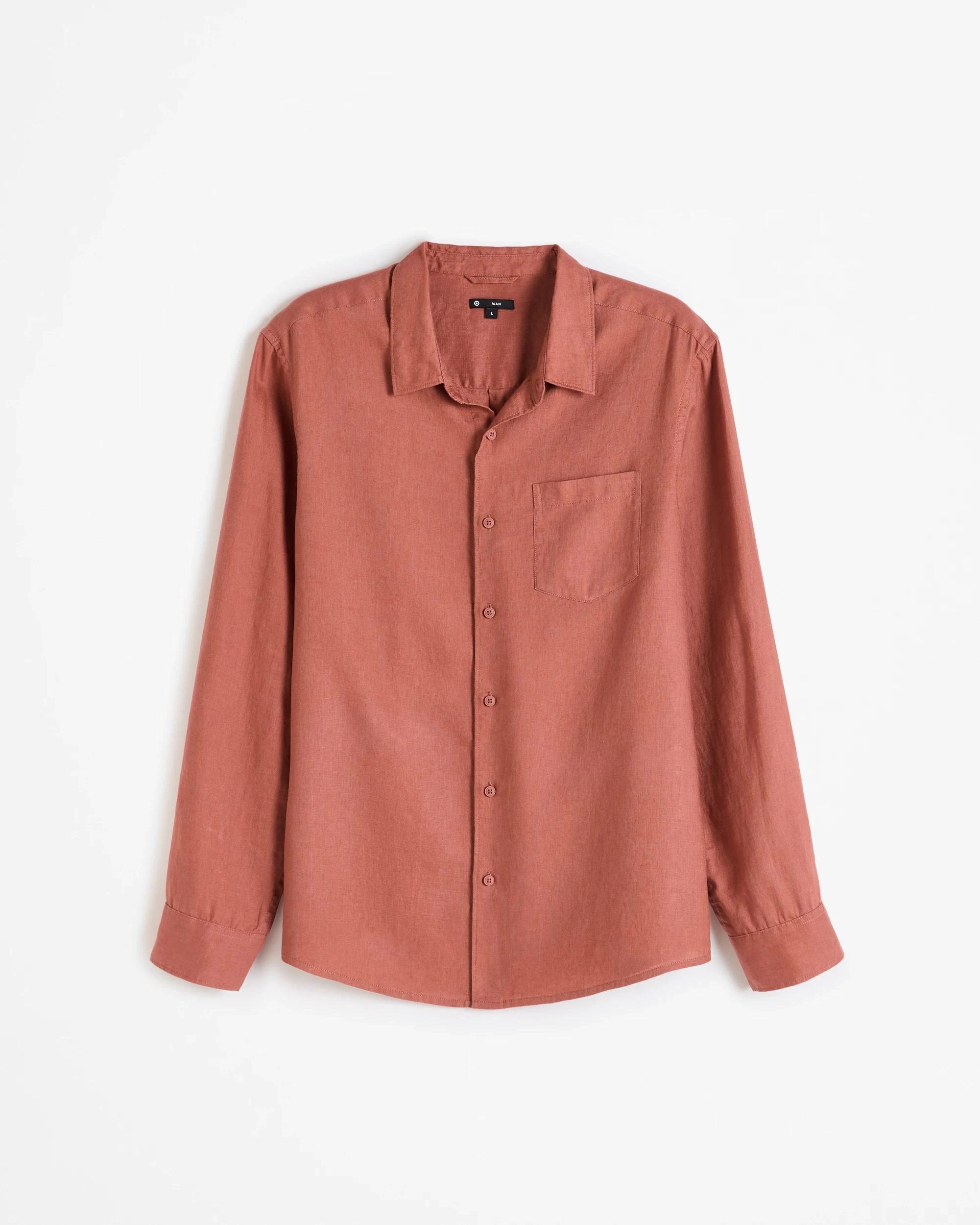 7 Target European Linen Long Sleeve Shirt BRICK, 7 of 8