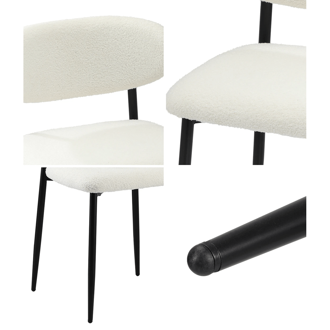 4 Oikiture 4x Dining Chairs Kitchen Chair Cafe Lounge Chair Boucle - Multi, 4 of 9