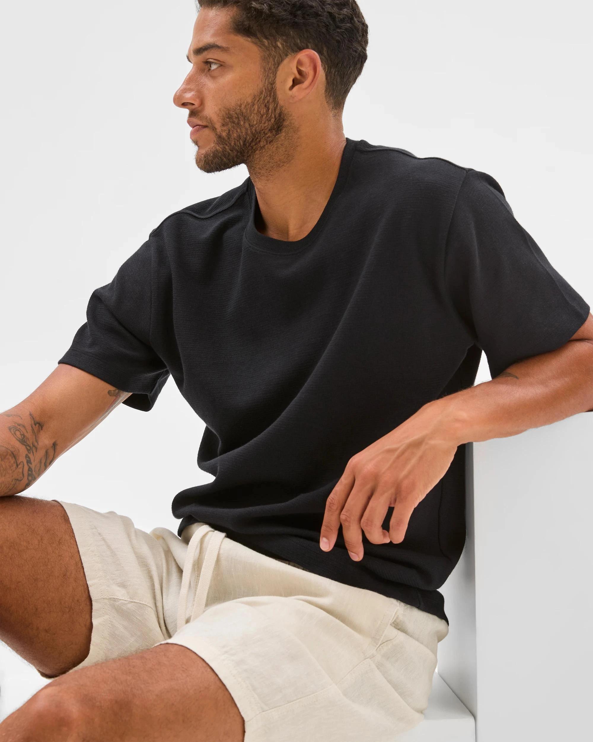 5 Target Australian Cotton Blend Textured T-Shirt BLACK, 5 of 6