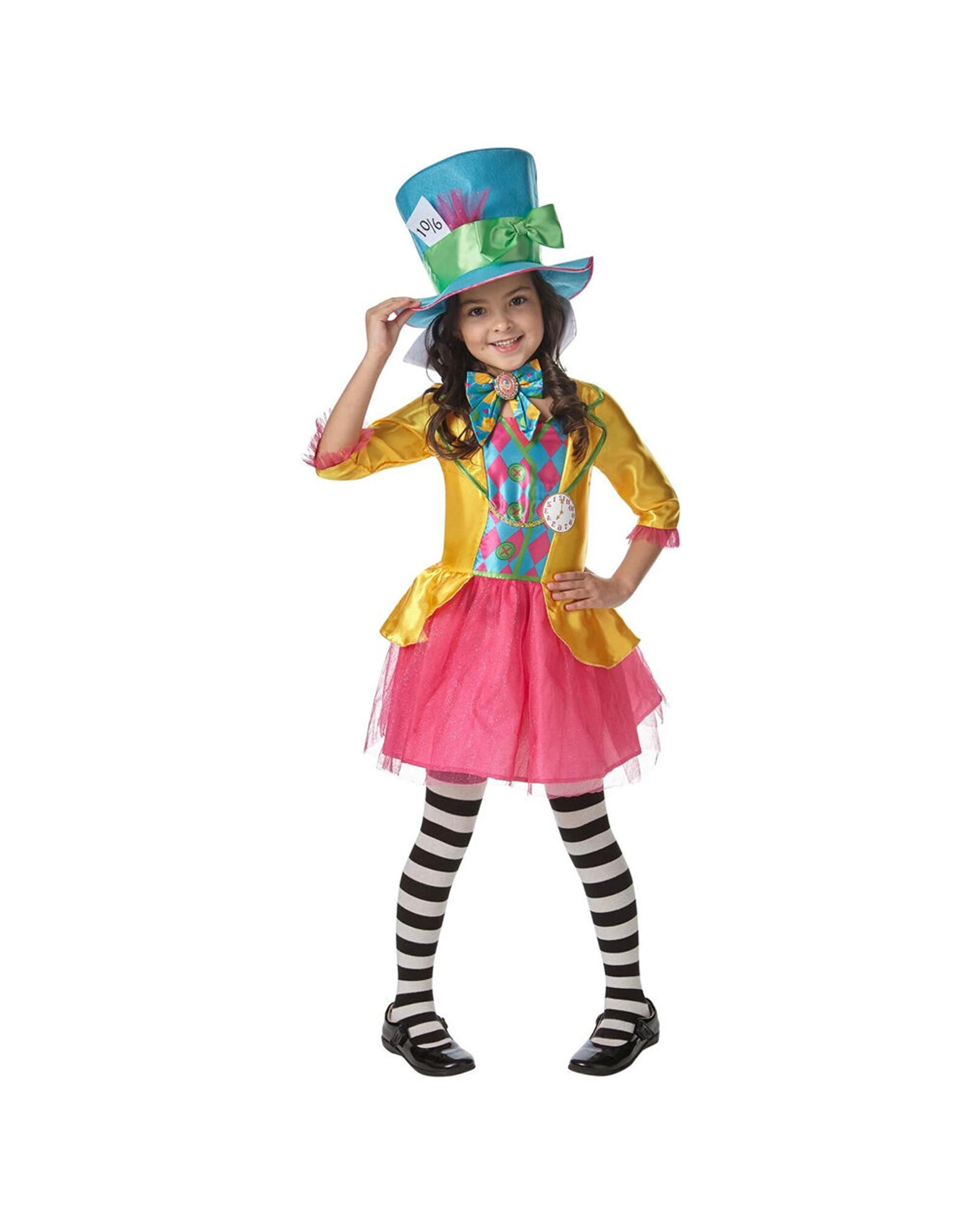 1 Disney Mad Hatter Girls Deluxe Costume 6-8 Years Halloween Cosplay Outfit - Official Licensed Product.
 - Multi, 1 of 4