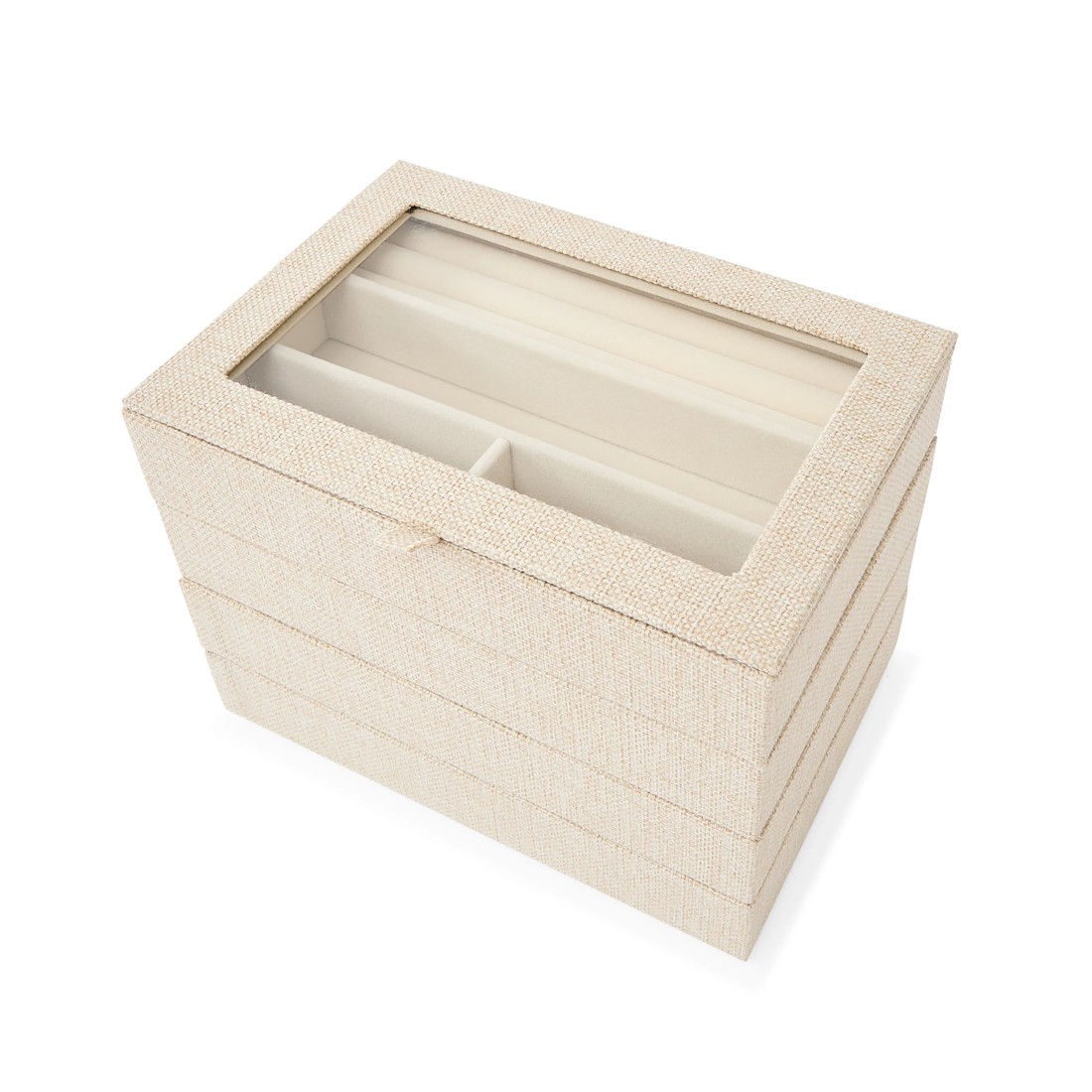 3 4 Pack Modular Linen Look Stacking Tray, 3 of 8