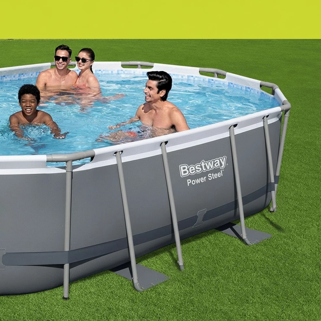 4 Bestway 488x305x107cm Swimming Pool Steel Frame Set w/ Pump Filter Ladder Cover - Grey, 4 of 6