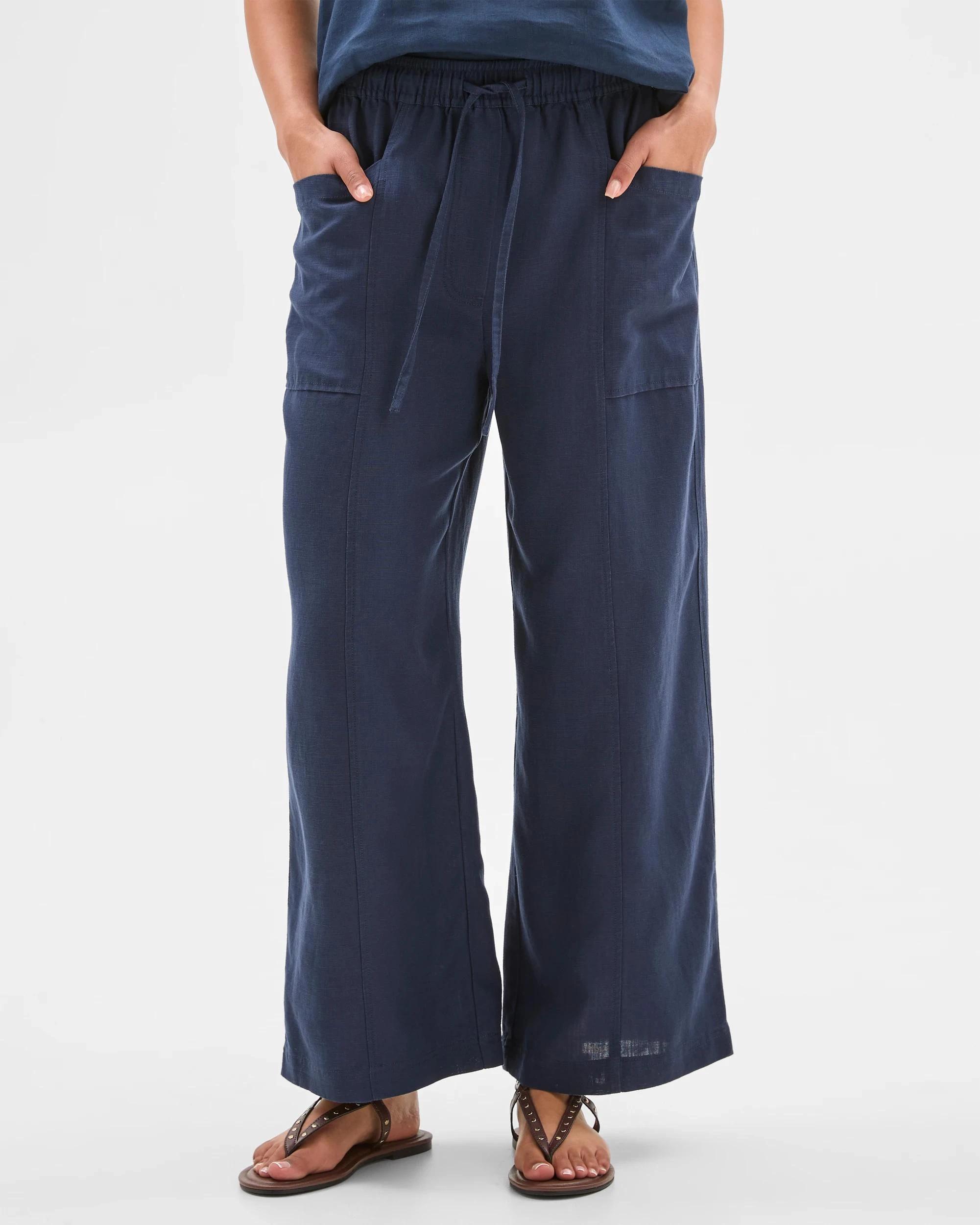6 Target Linen Blend Patch Pocket Pants NAVY BLUE, 6 of 6