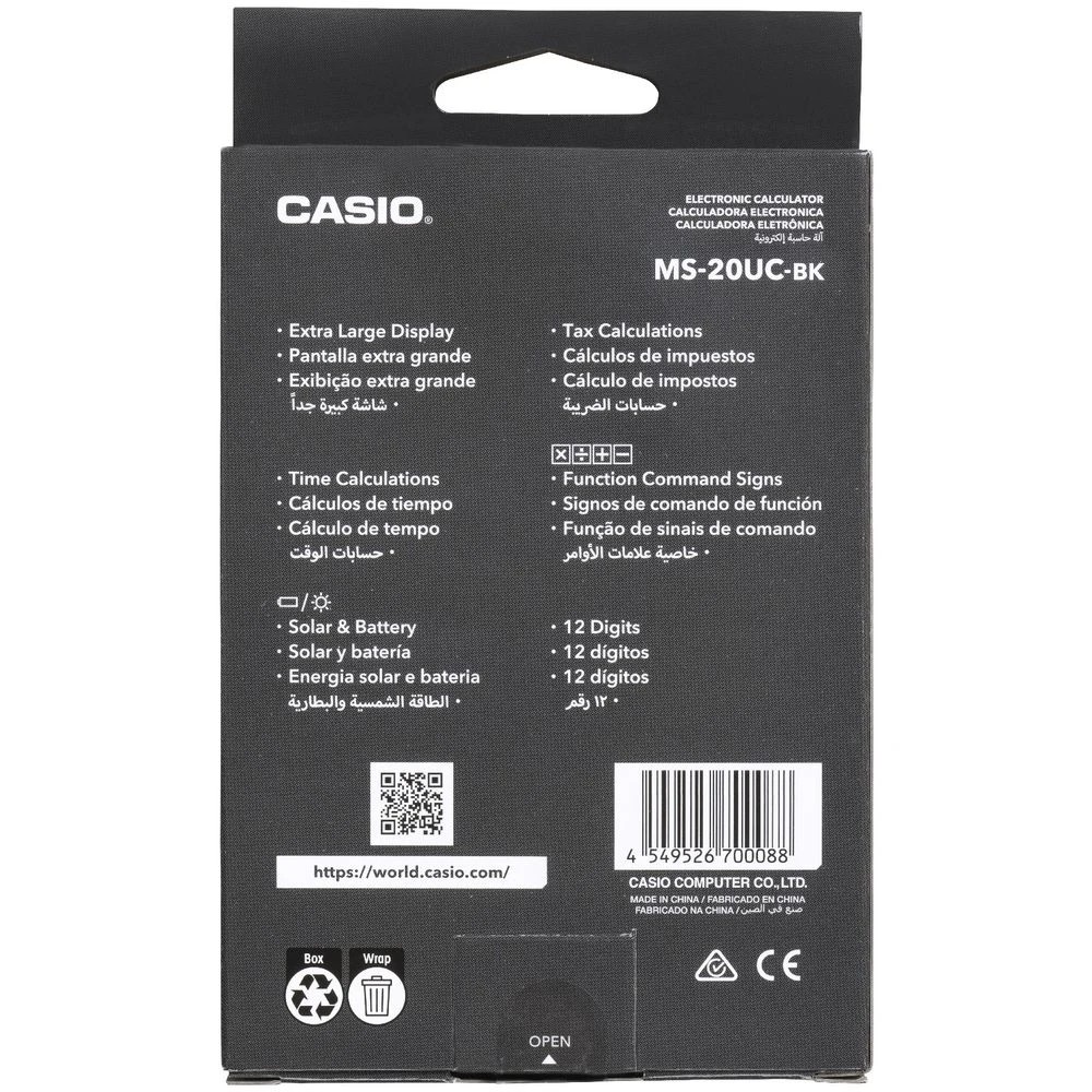 6 Casio 12 Digit Desktop Calculator Black MS20UC, 6 of 6