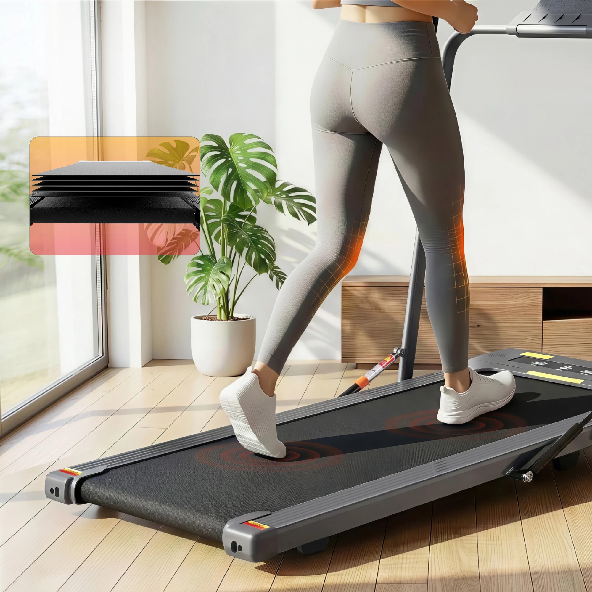 9 Everfit Treadmill Electric Walking Pad Under Desk Home Gym Fitness 400mm - Grey, 9 of 10