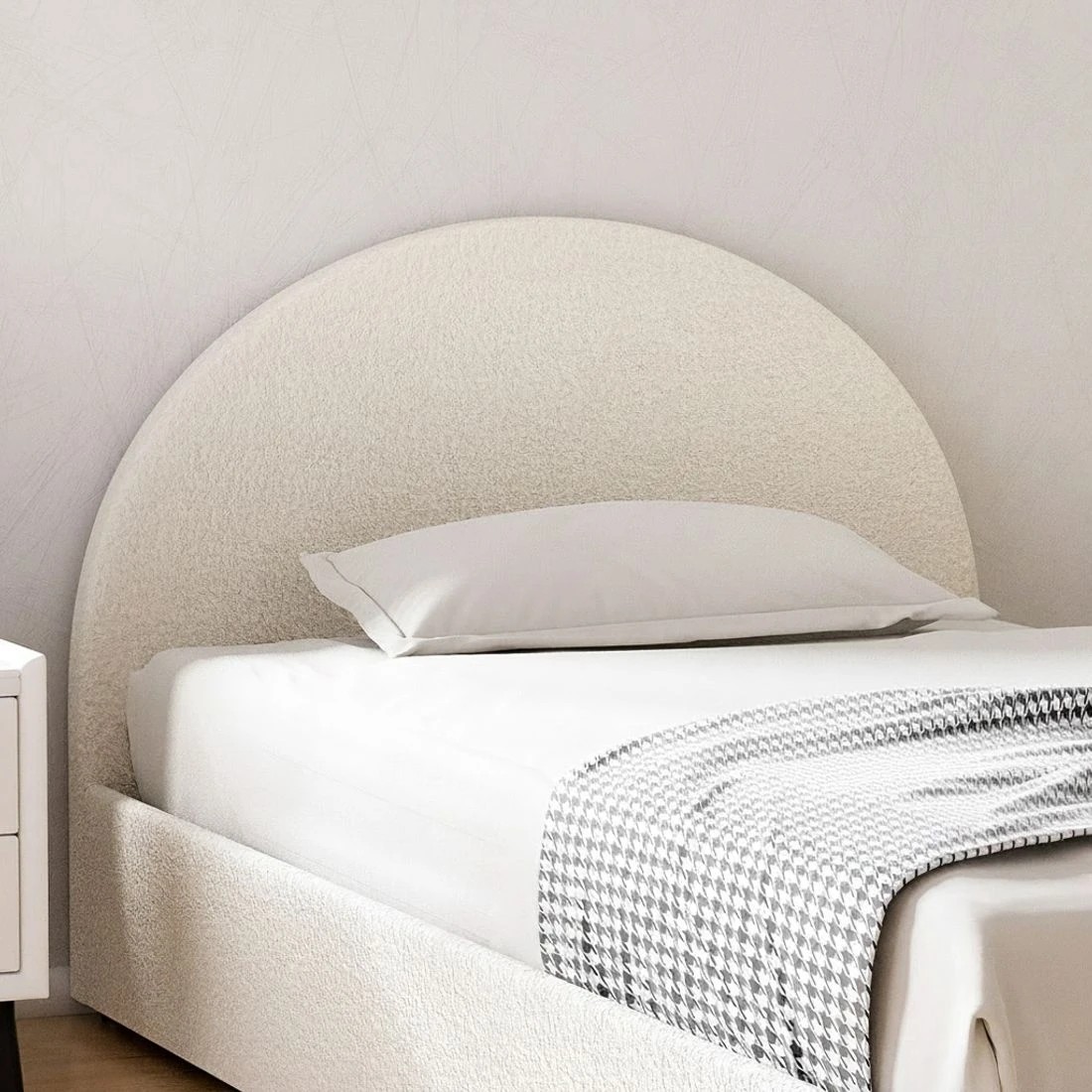 4 Artiss Bed Frame Gas Lift Strorage Beds Base Platform Boucle Fabric King Single ELLA - Beige, 4 of 7