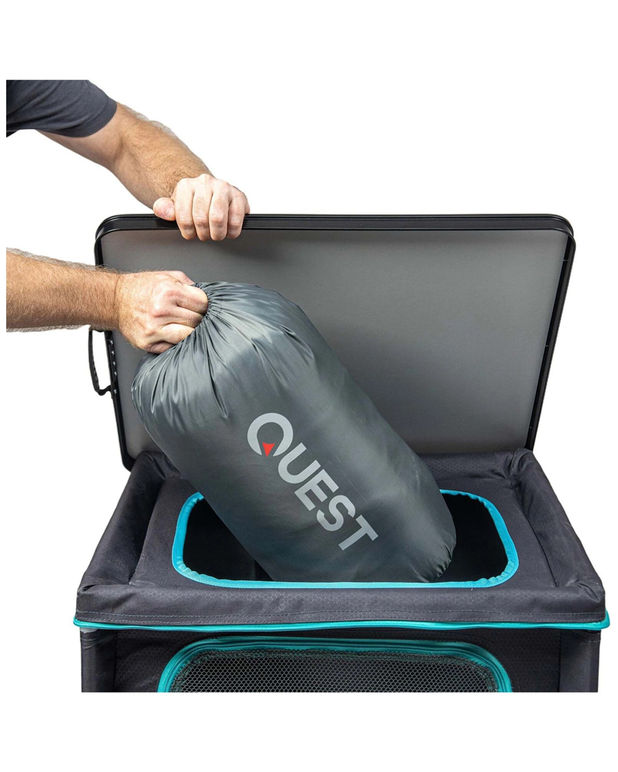2 Quest Outdoors Pop Top 3 Shelf Camp Cupboard Portable Design Steel Frame - Black, 2 of 3