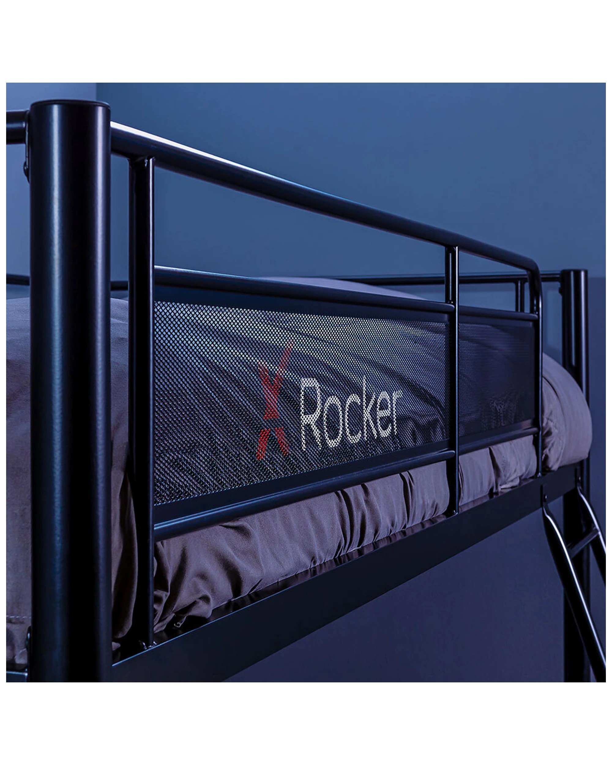 3 X Rocker Hq High Sleeper Tv/console Gaming Single Bunk Bed Frame W/built In Desk
 - Black, 3 of 3