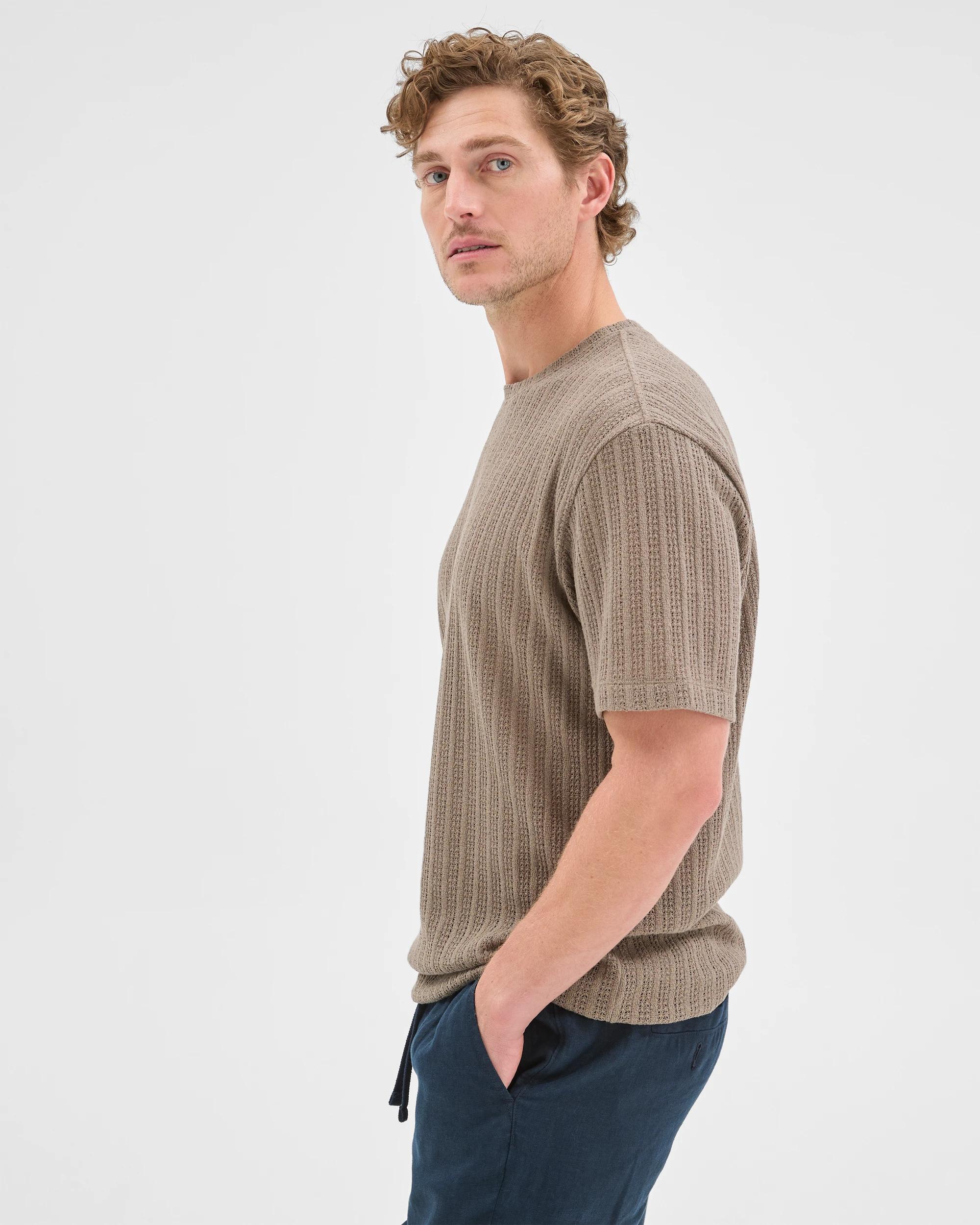 3 Target Man Australian Cotton Blend Pointelle T-Shirt MUSHROOM, 3 of 6