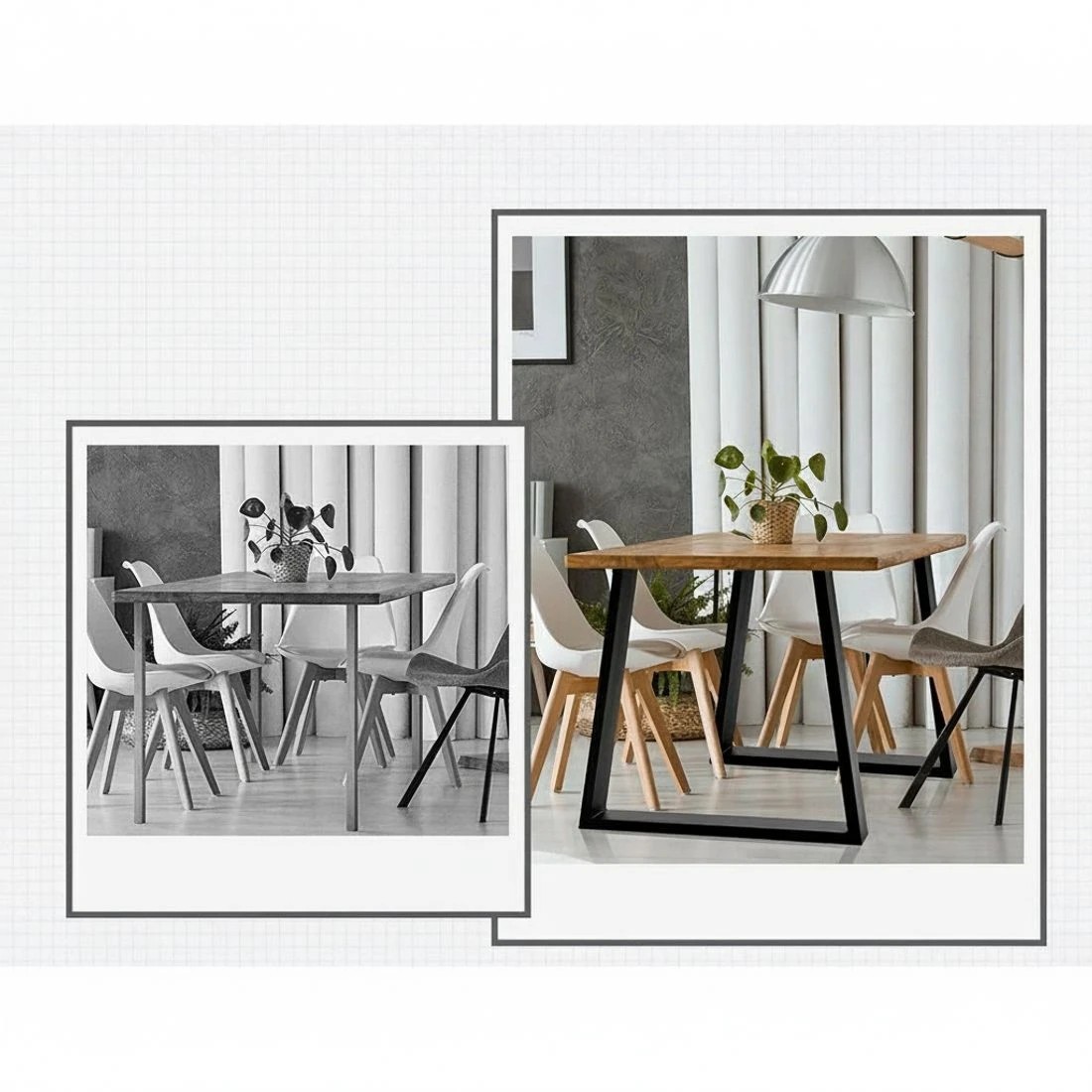 3 Artiss Metal Table Legs DIY Trapezoid 45X65CM Set of 2 - Black, 3 of 6