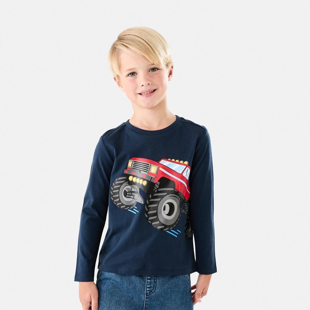 1 Long Sleeve Print T-shirt Blu Monste, 1 of 9