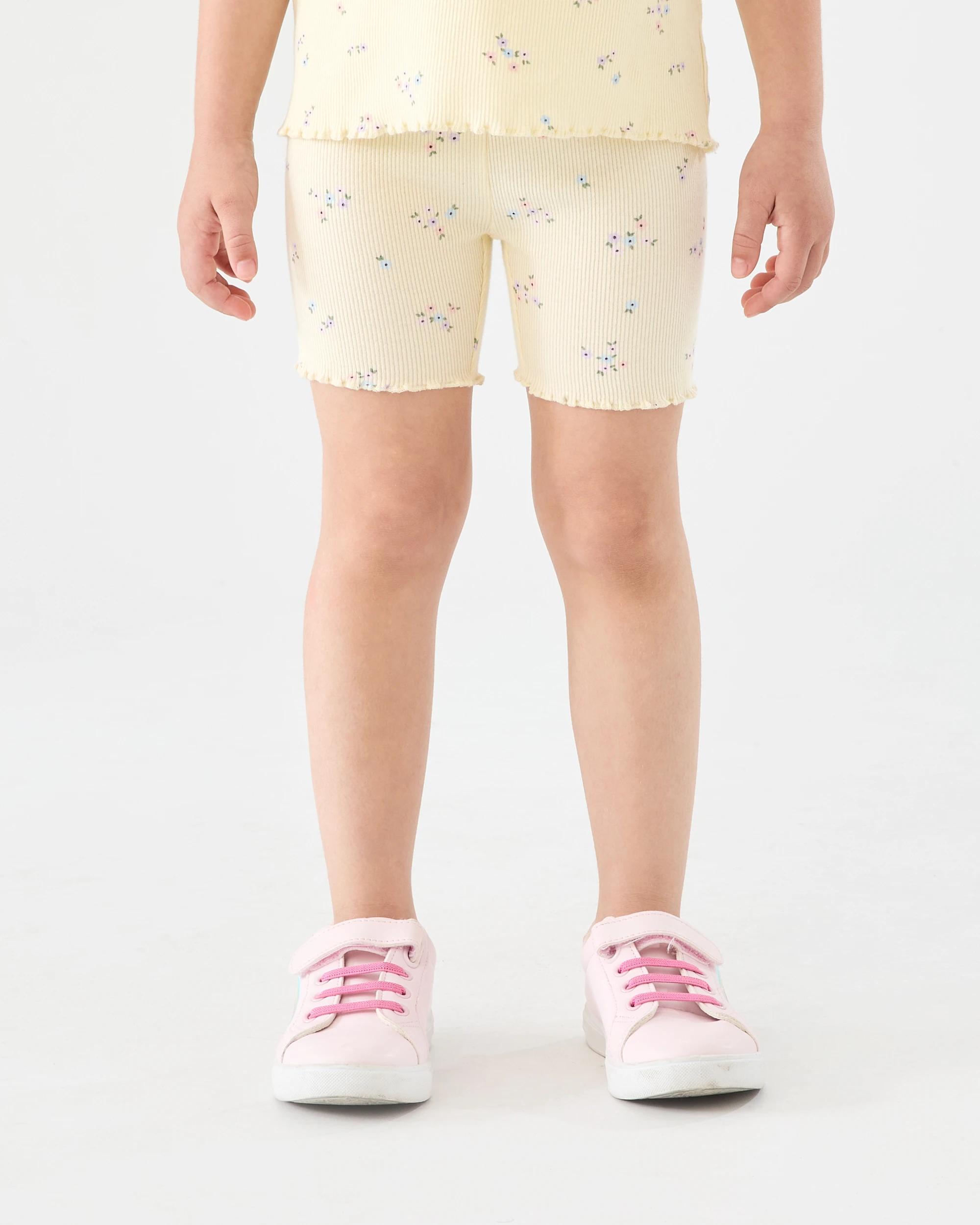 1 Printed Rib Bike Shorts BLUSH BLOOMS FLORALS SORBET, 1 of 6