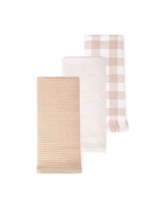 3 Pack Natural Check Tea Towels