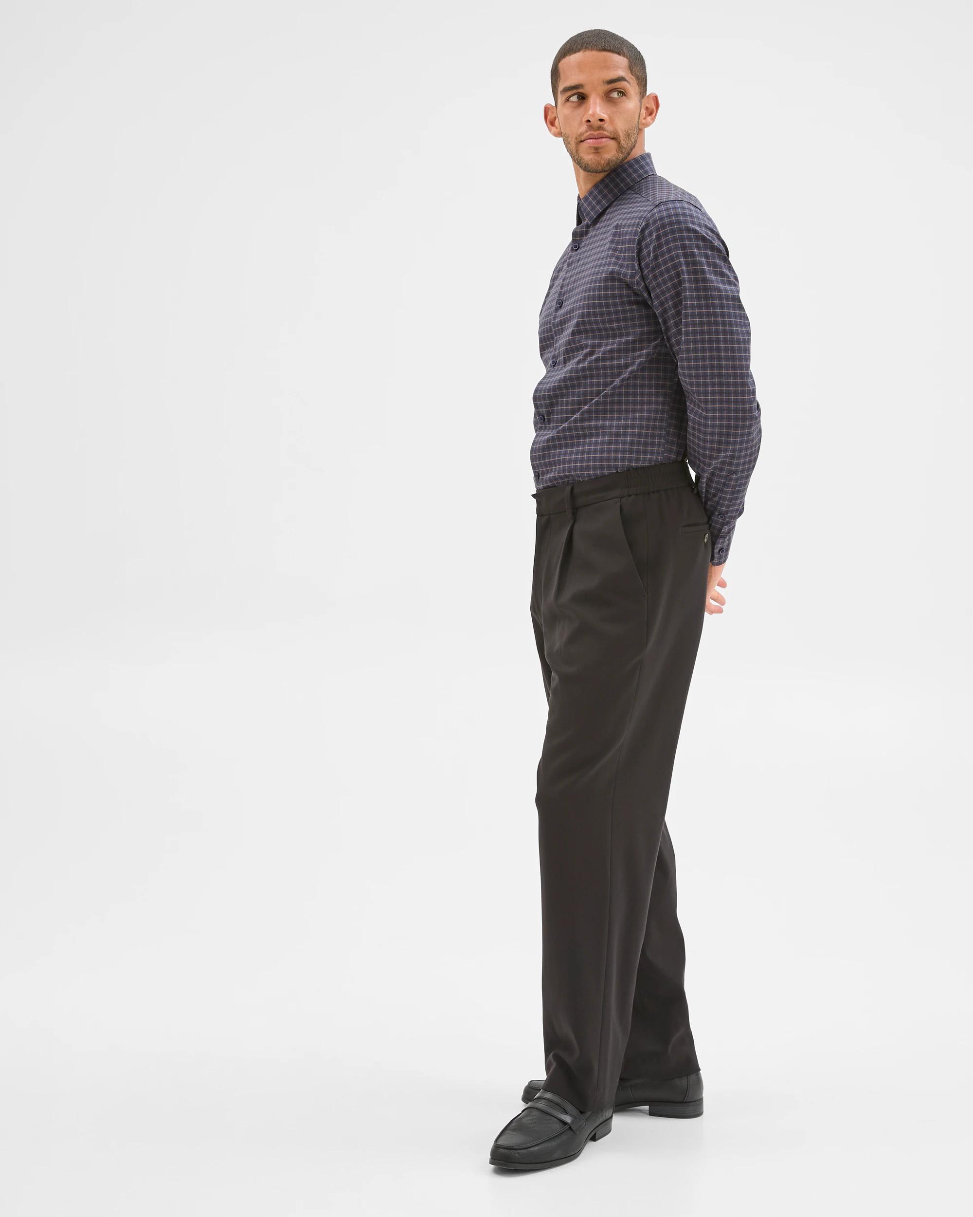 3 Preview Non Iron Long Sleeve Business Shirt INDIGO CHECK, 3 of 6