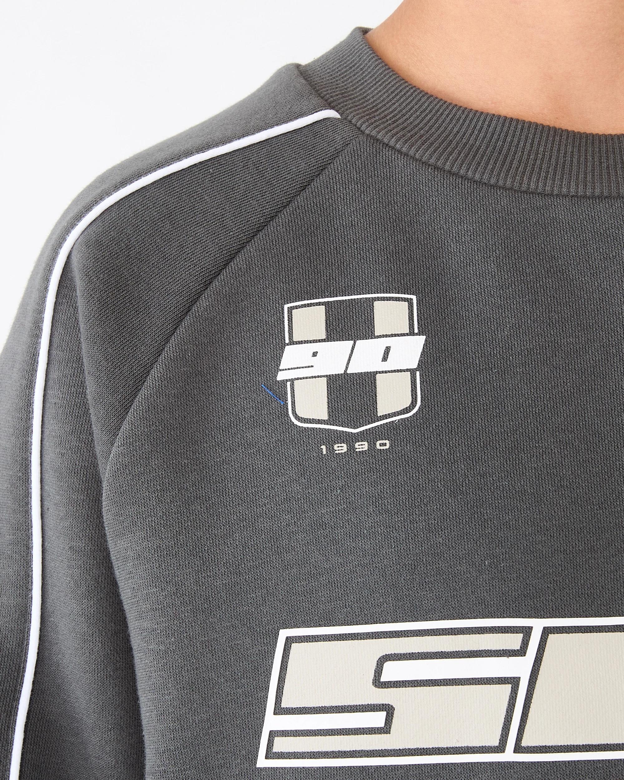 4 Oversized Pipe Detail Crew Neck Sweatshirt Gry Moto, 4 of 9