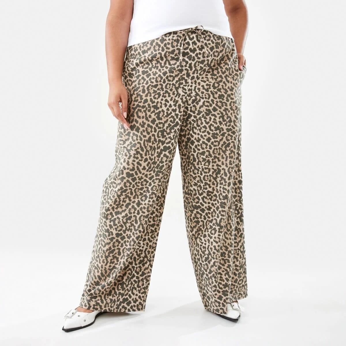 3 Linen Blend Wide Leg Pants Leopard, 3 of 10