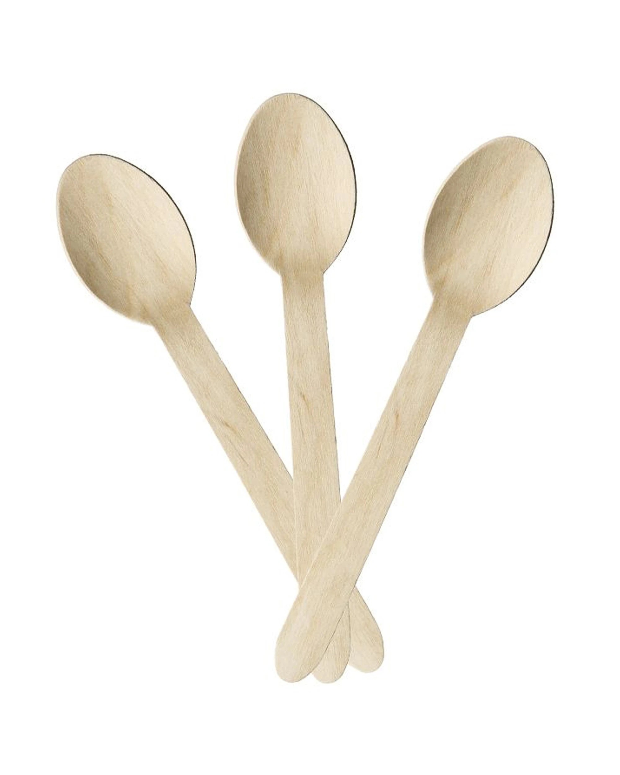 1 Partyrama Eco Wooden Spoons Bulk pack of 100, 1 of 2
