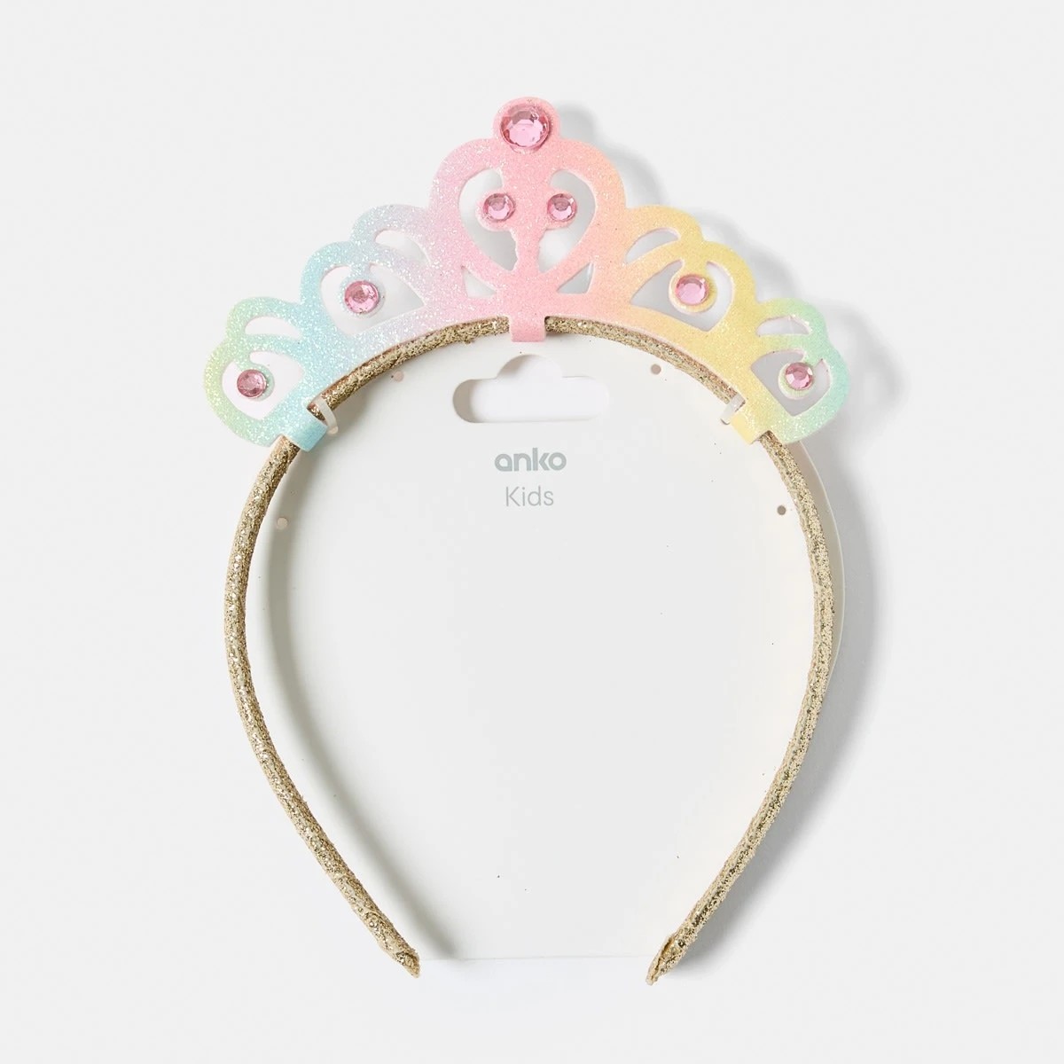 4 Rainbow Tiara Headband - Pink, Green, Yellow and Gold Tone, 4 of 4