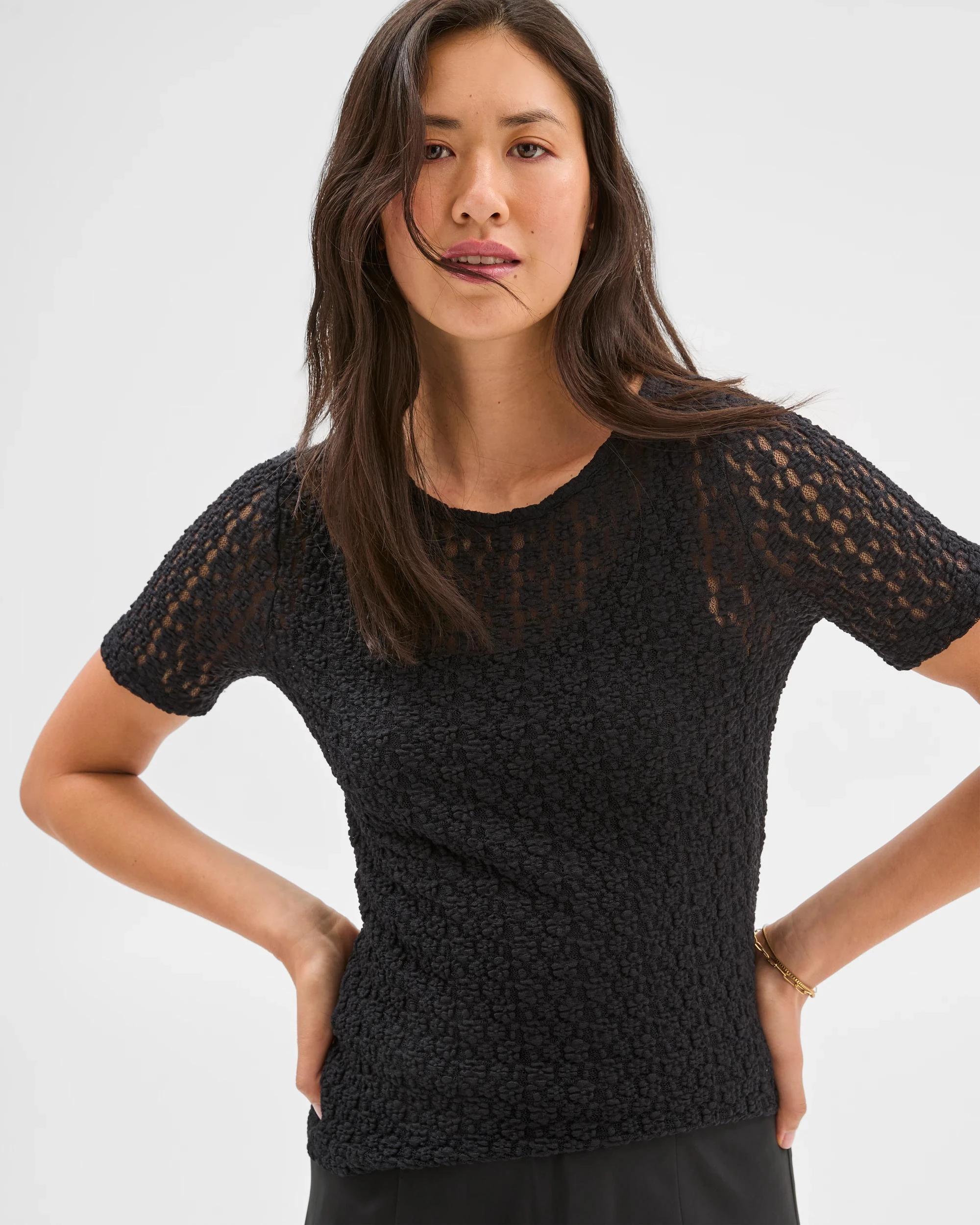 3 Crinkle Lace Top - Preview BLACK, 3 of 6