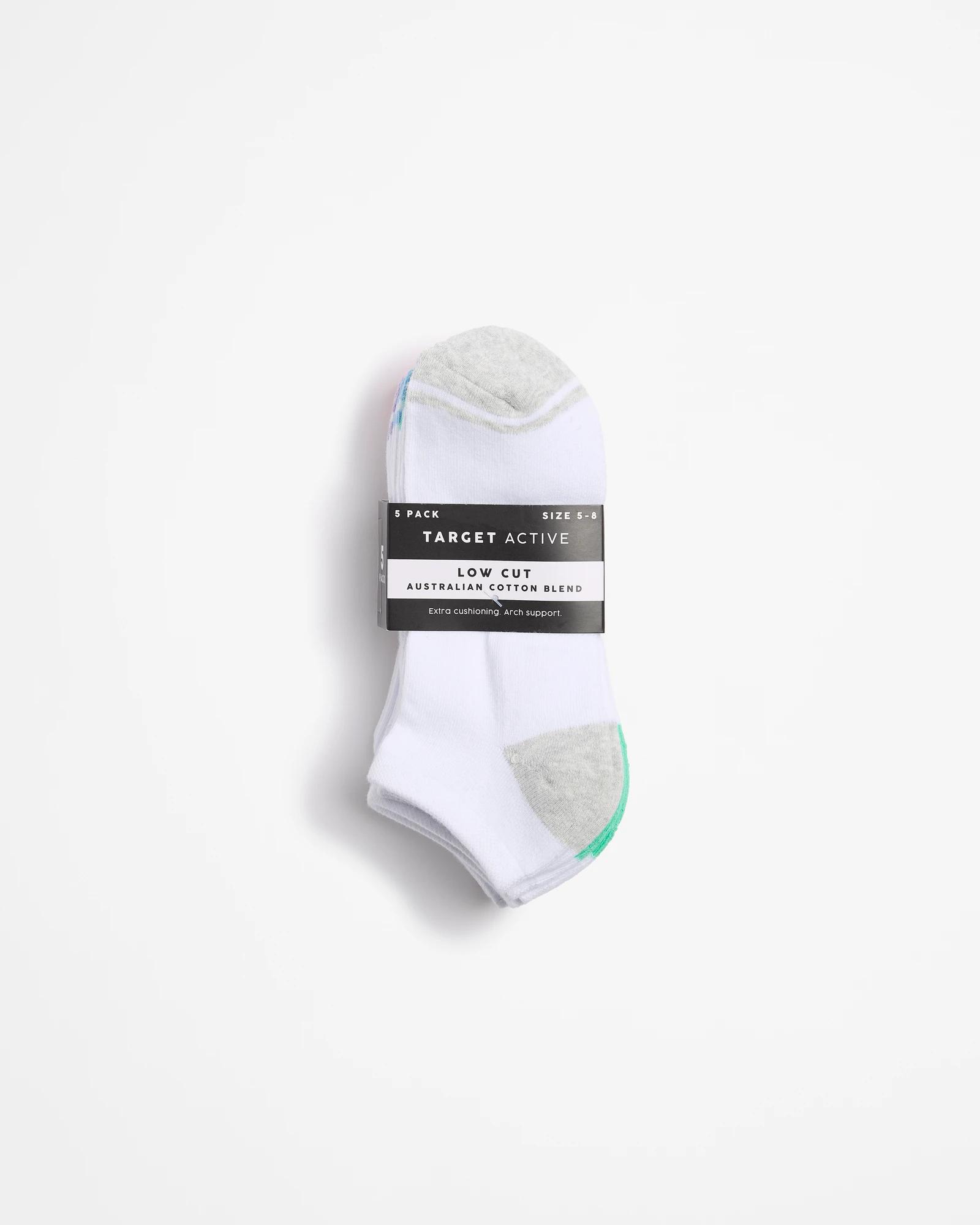 3 Target Active Australian Cotton Blend 5 Pack Low Cut Socks WHITE, 3 of 3