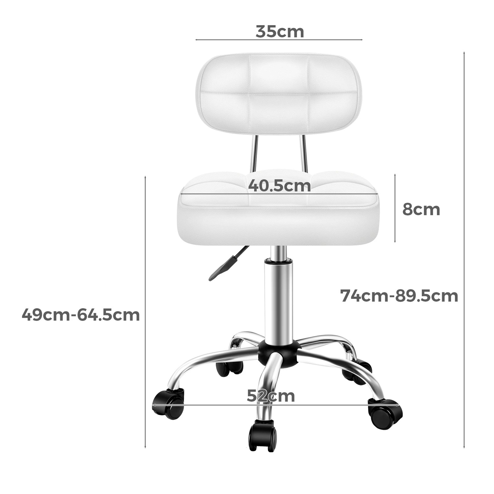 7 Alfordson 2x Salon Stool Backrest Swivel Barber Hair Dress Chair Tufan - White, 7 of 10