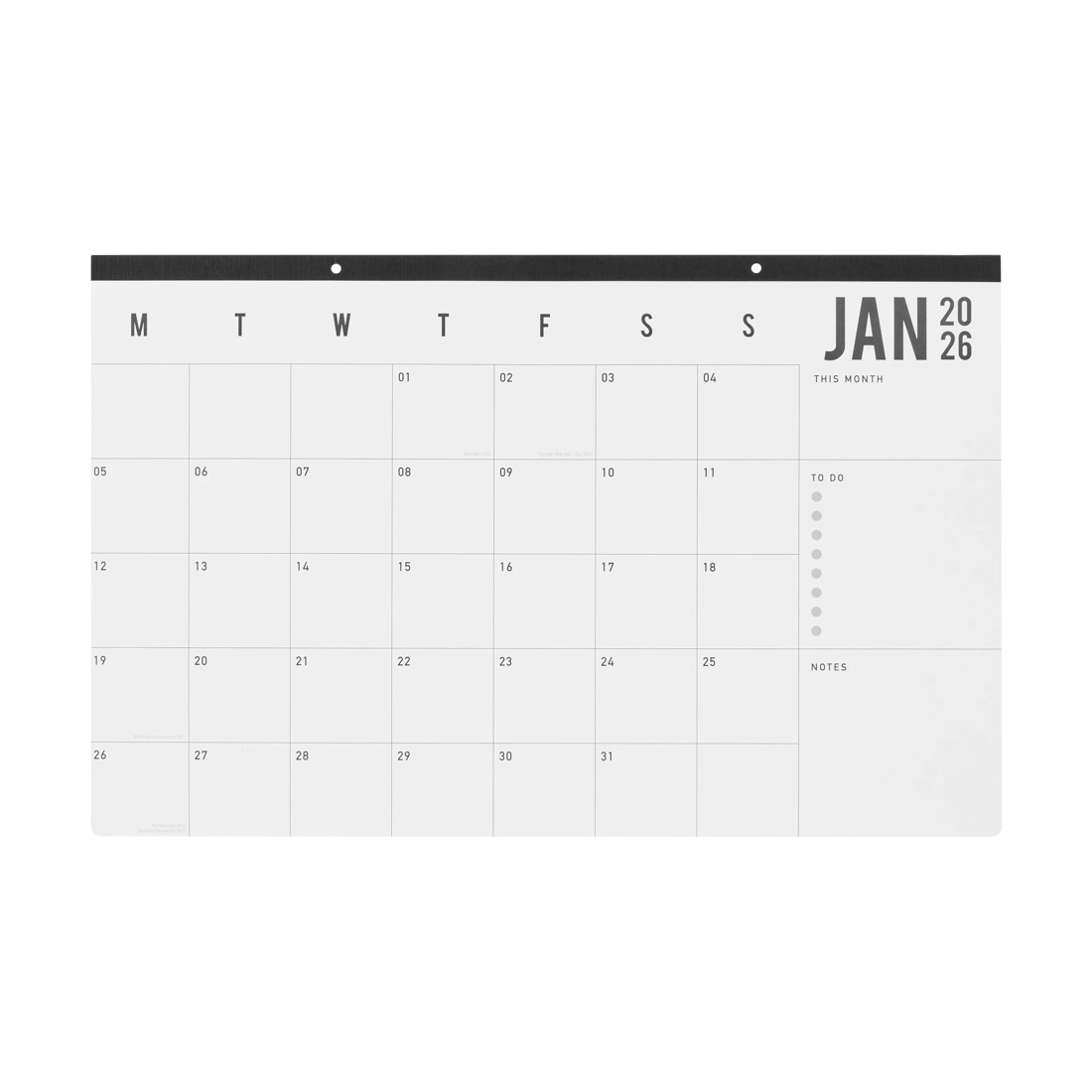 1 2026 Wall Jumbo Black Calendar, 1 of 4