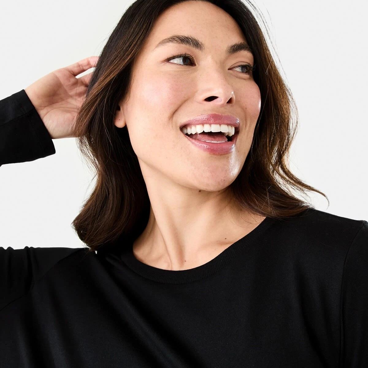 4 Long Sleeve Cotton Modal T-shirt BLACK, 4 of 6