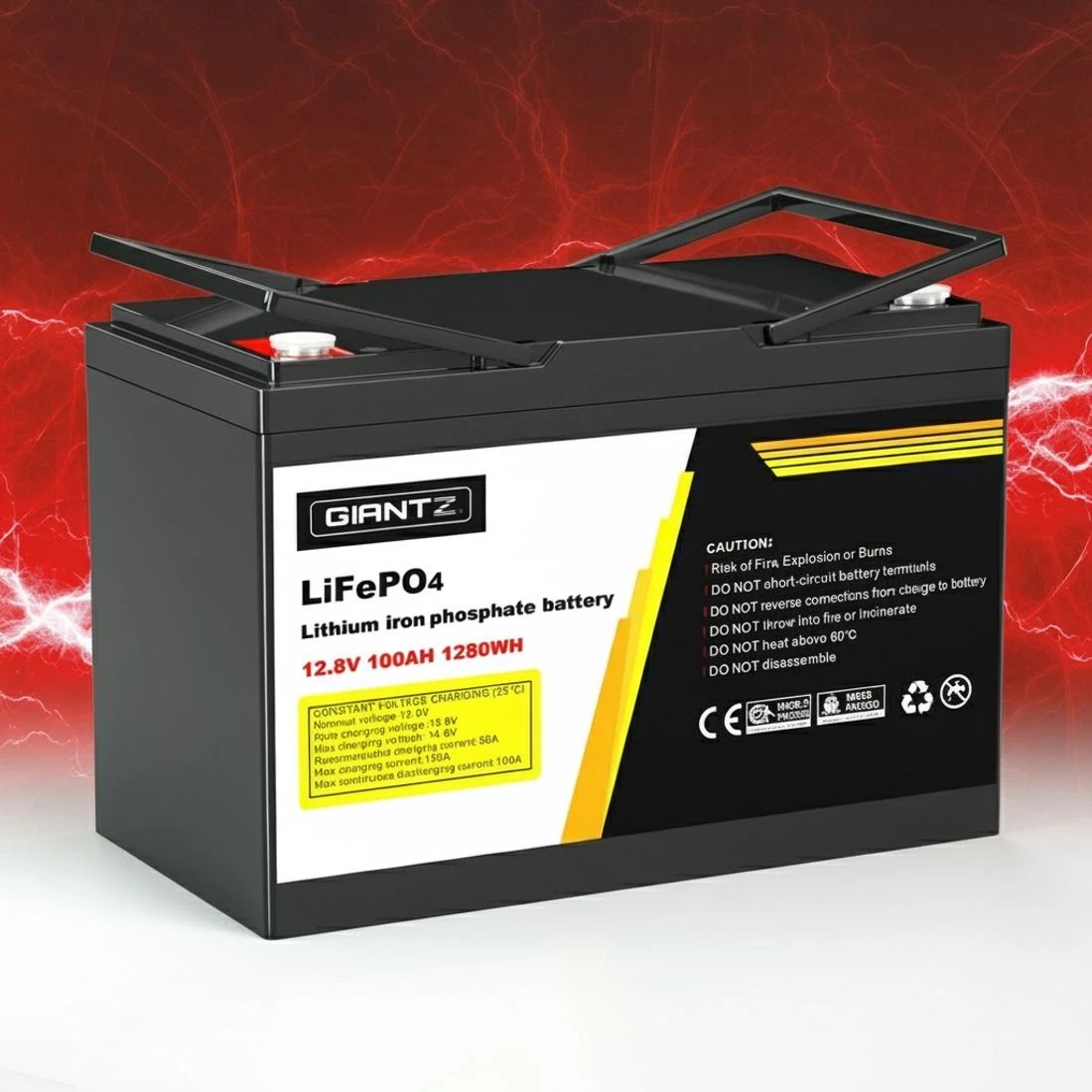 5 Giantz 12V 100Ah Lithium Battery LiFePO4 Deep Cycle Box Solar Caravan Camping - Black, 5 of 5