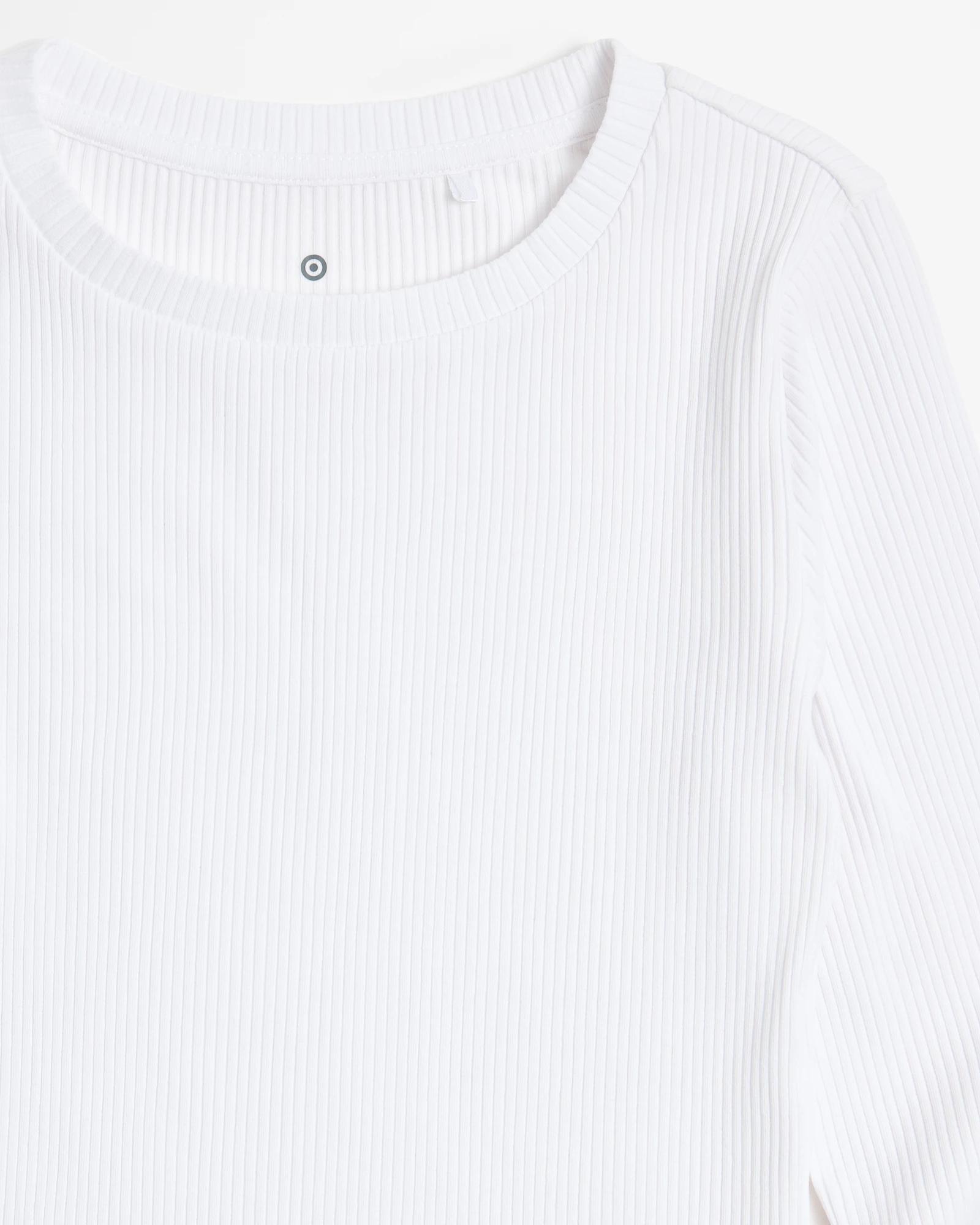 5 Target Australian Cotton Blend Long Sleeve Rib Top WHITE, 5 of 5
