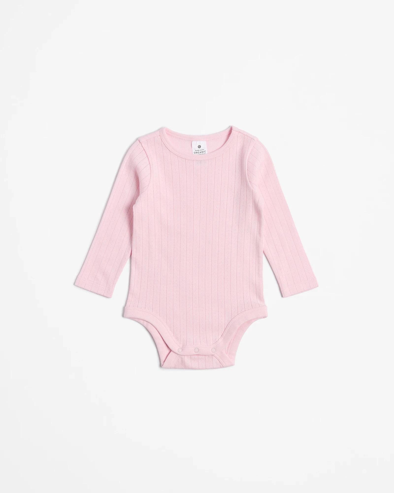 2 Target Baby Organic Cotton Pointelle Bodysuit PINK, 2 of 4