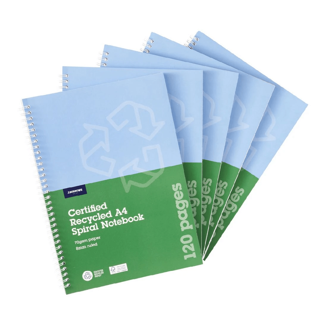 1 J.Burrows A4 Spiral Notebook 120 Page 5 Pack, 1 of 4