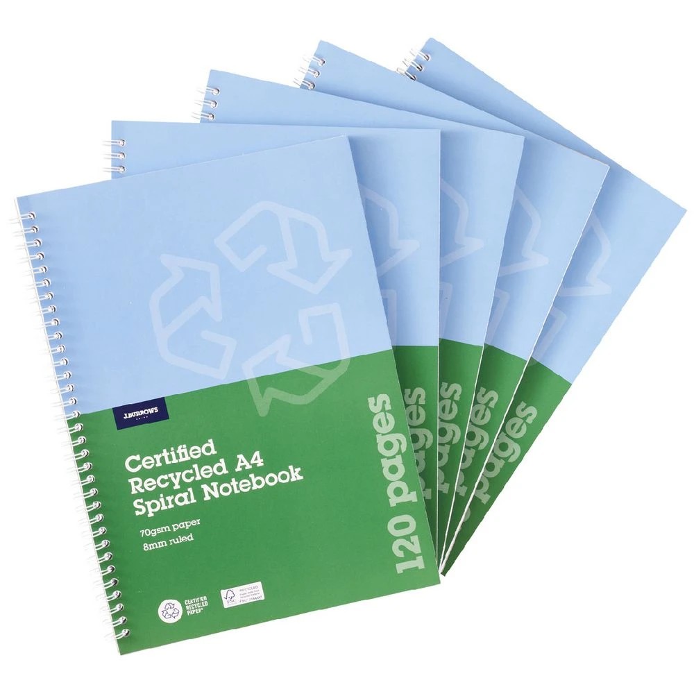 1 J.Burrows A4 Spiral Notebook 120 Page 5 Pack, 1 of 4