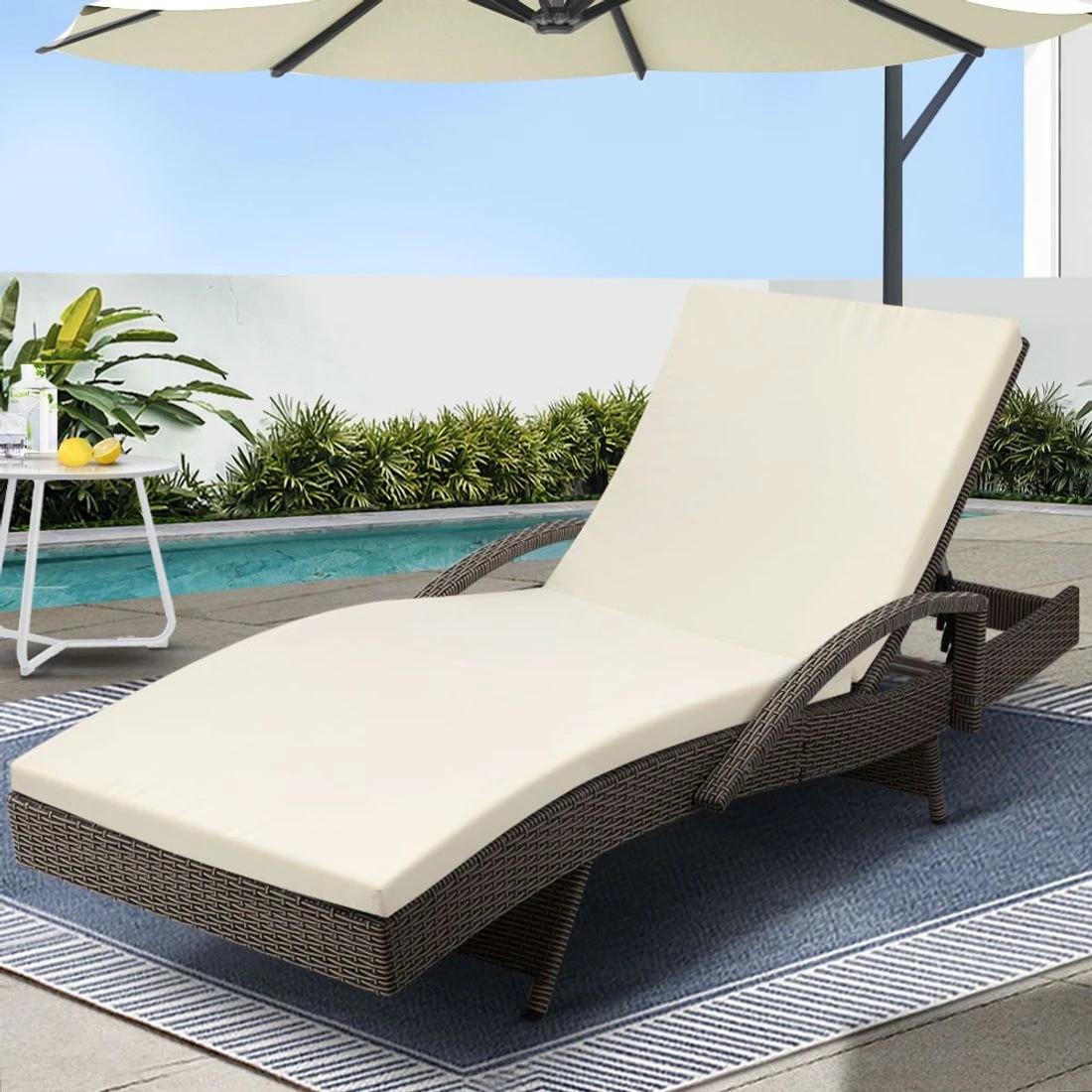 3 Gardeon Sun Lounge Wicker Lounger - Grey, 3 of 7