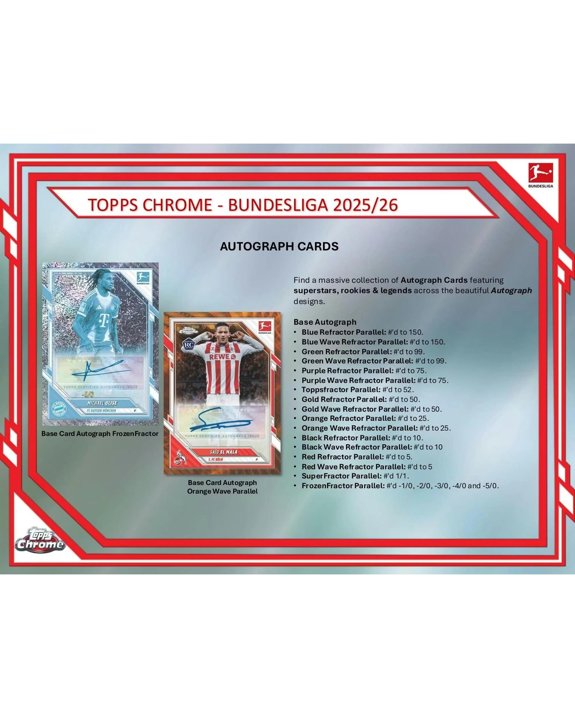 5 Topps 2025/2026 Chrome Bundesliga Soccer Blaster Box, 5 of 10