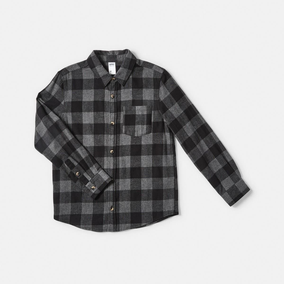 8 Long Sleeve Flannel Shirt Char Check, 8 of 9