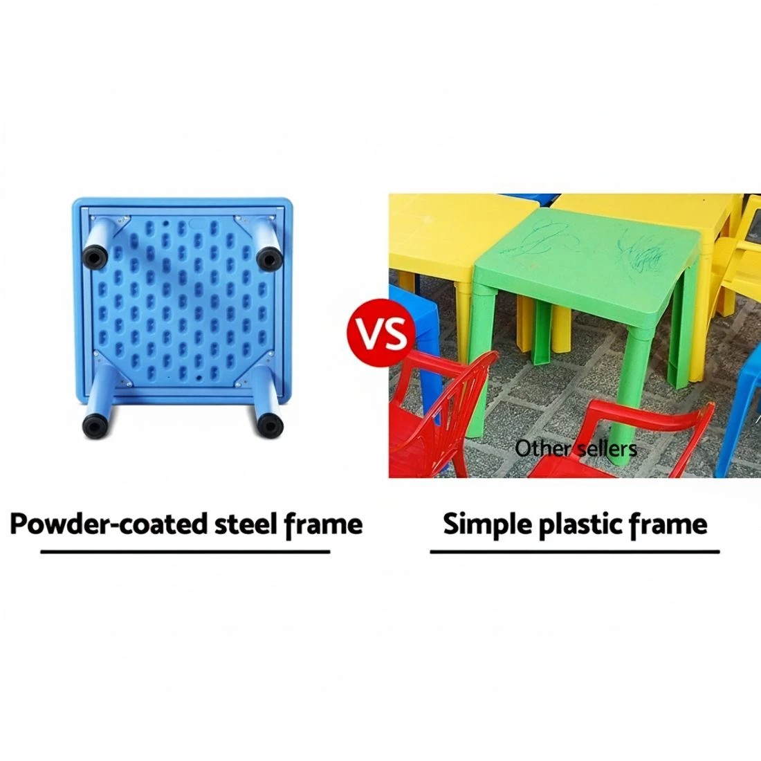 4 Keezi Kids Table Plastic Square Activity Study Desk 60X60CM - Blue, 4 of 8