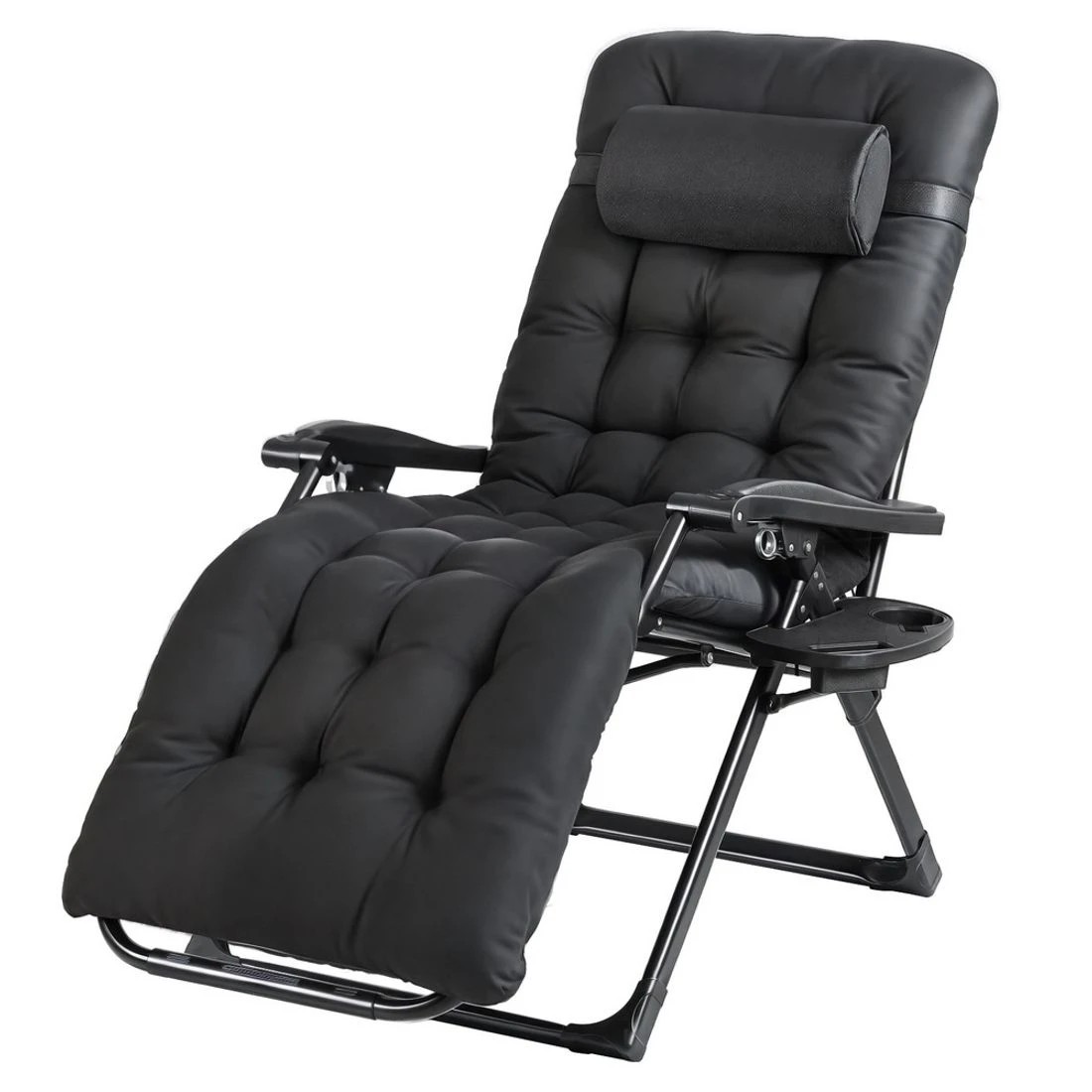 1 Gardeon Zero Gravity Sun Lounger Folding Recliner Adjustable Textilene Chair Removable Headrest Outdoor Relax - black, 1 of 7
