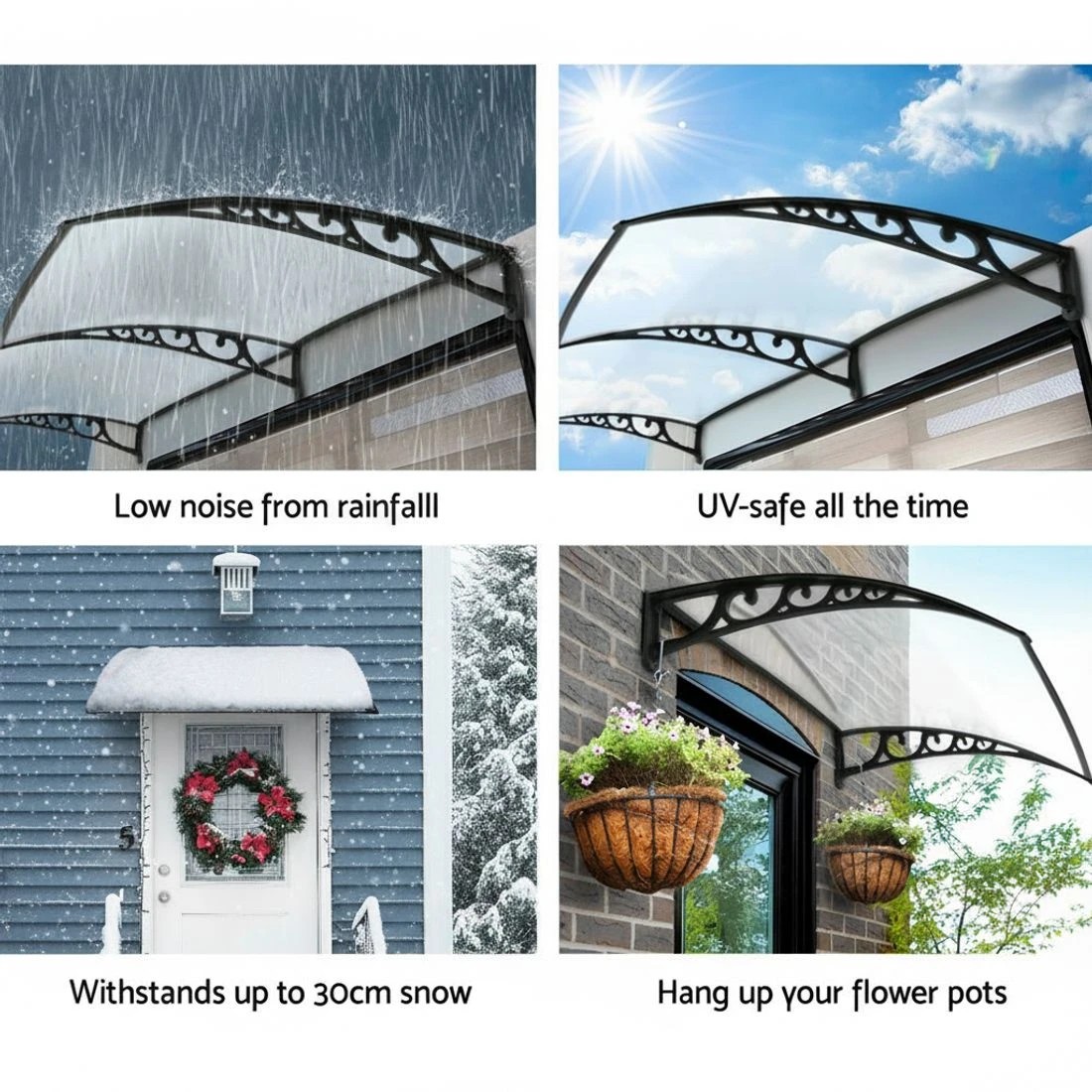 5 Instahut Window Door Awning 1mx1m Transparent Panel - Clear, 5 of 7