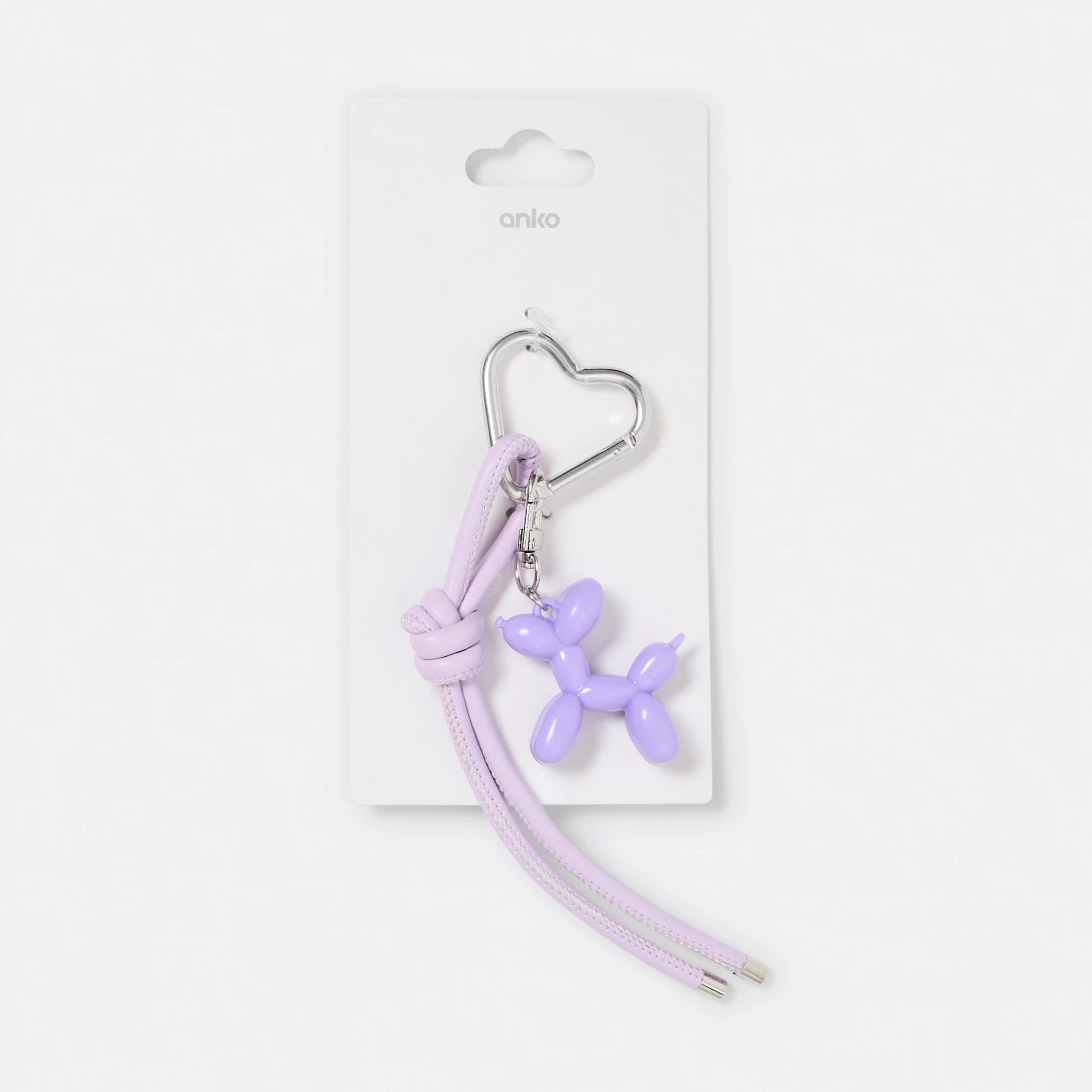 3 Balloon Dog Charm Keyring - Silver Tone and Purple, 3 of 3