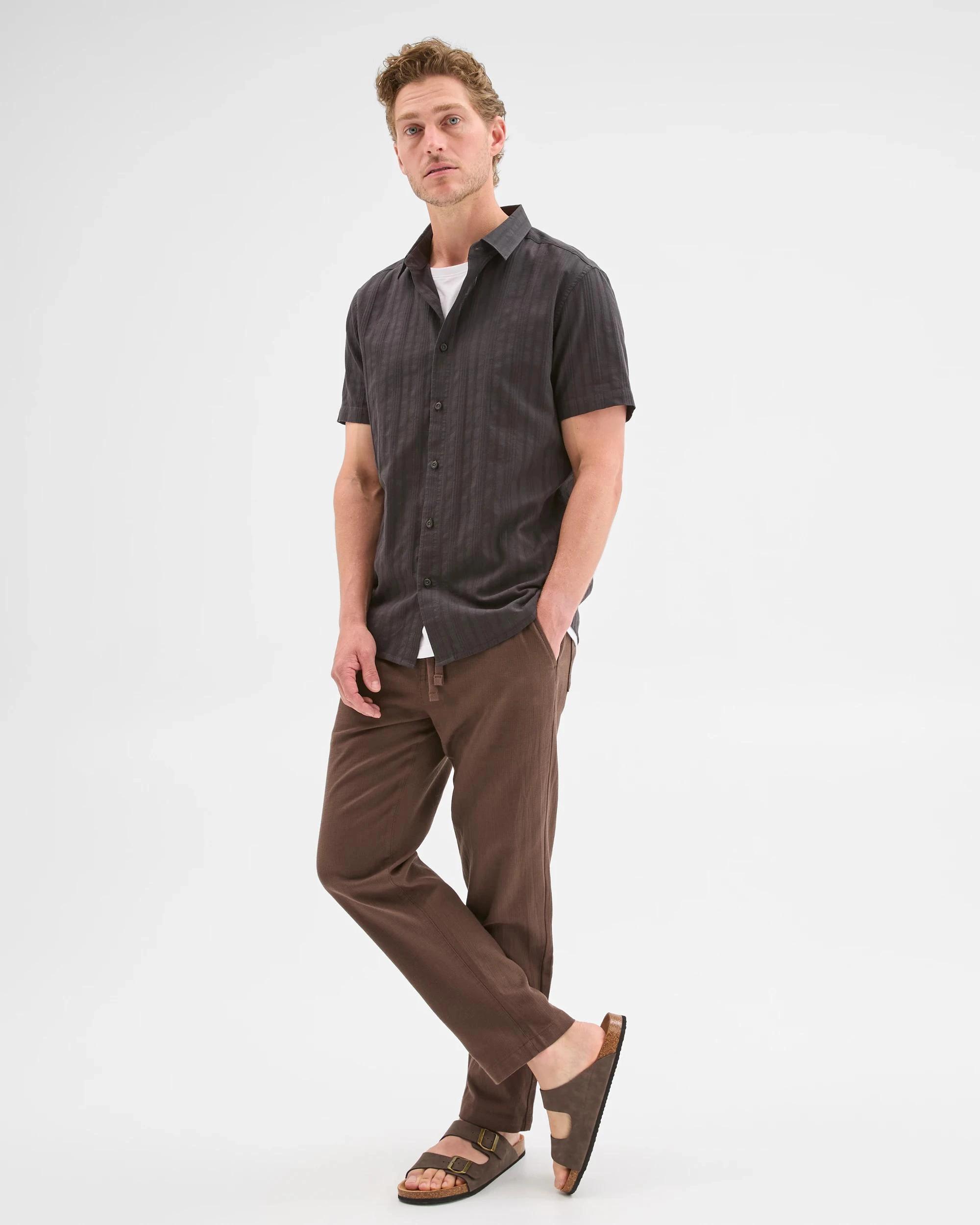 4 Target Man Australian Cotton Short Sleeve Textured Shirt BLACK, 4 of 6