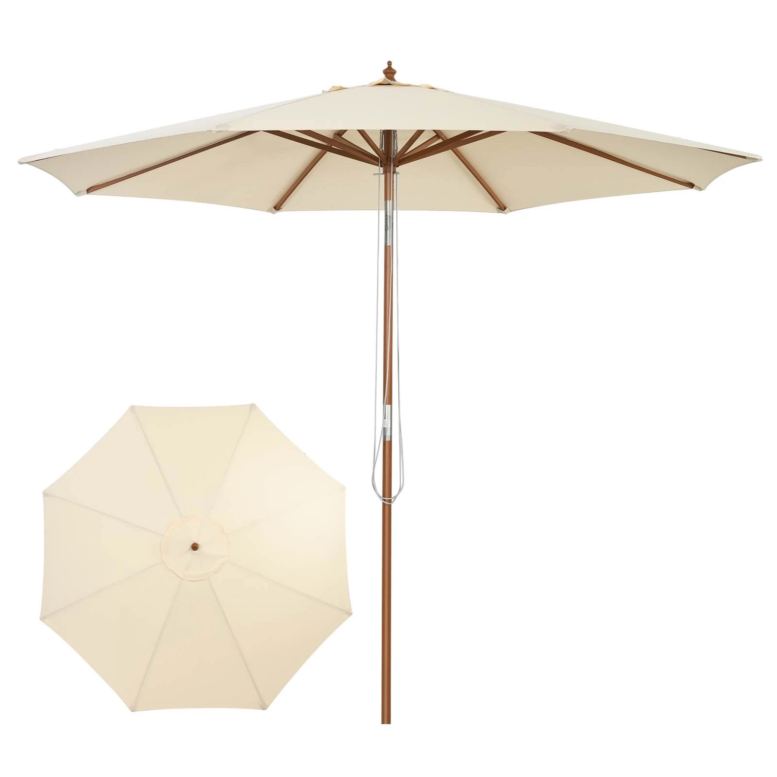 1 Costway 2.7M Patio Umbrella Waterproof Parasol Pulley Market Umbrella - Beige, 1 of 1